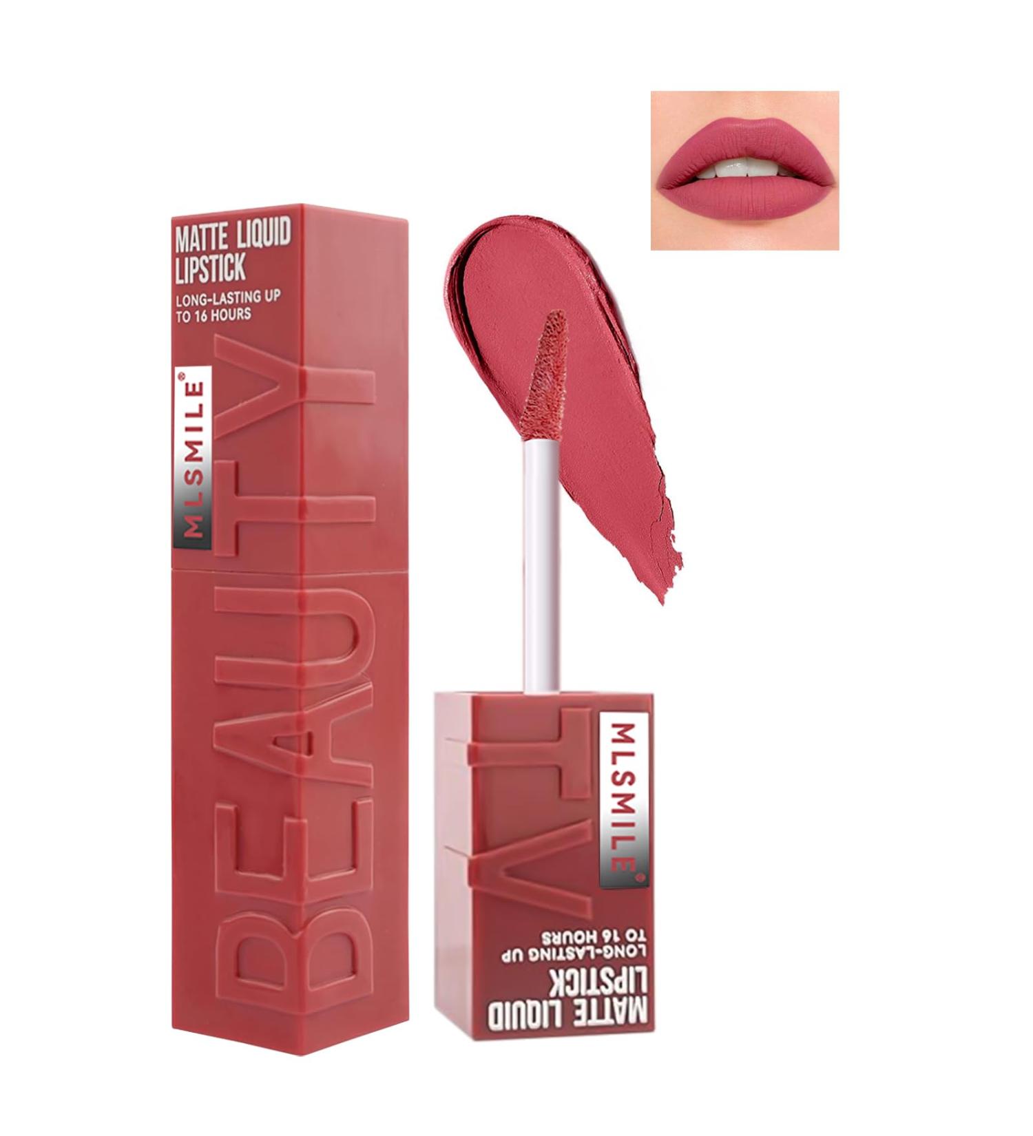 Matte Liquid Lipstick for Women - Super Velvet Matte Lip Gloss Long Lasting Waterproof Pink Tint | Perfect Valentine's Gift - Buy Online on GoSupps.com
