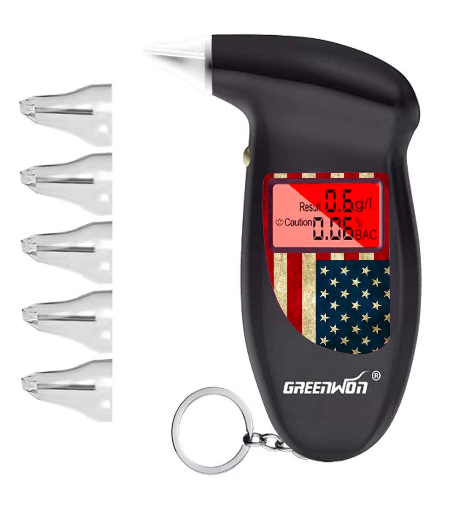 GREENWON Breathalyzer Keychain Digital Alcohol Tester - Portable Detector with LCD Display and Audible Alert for Personal Use - FL/Black - Buy Online on GoSupps.com