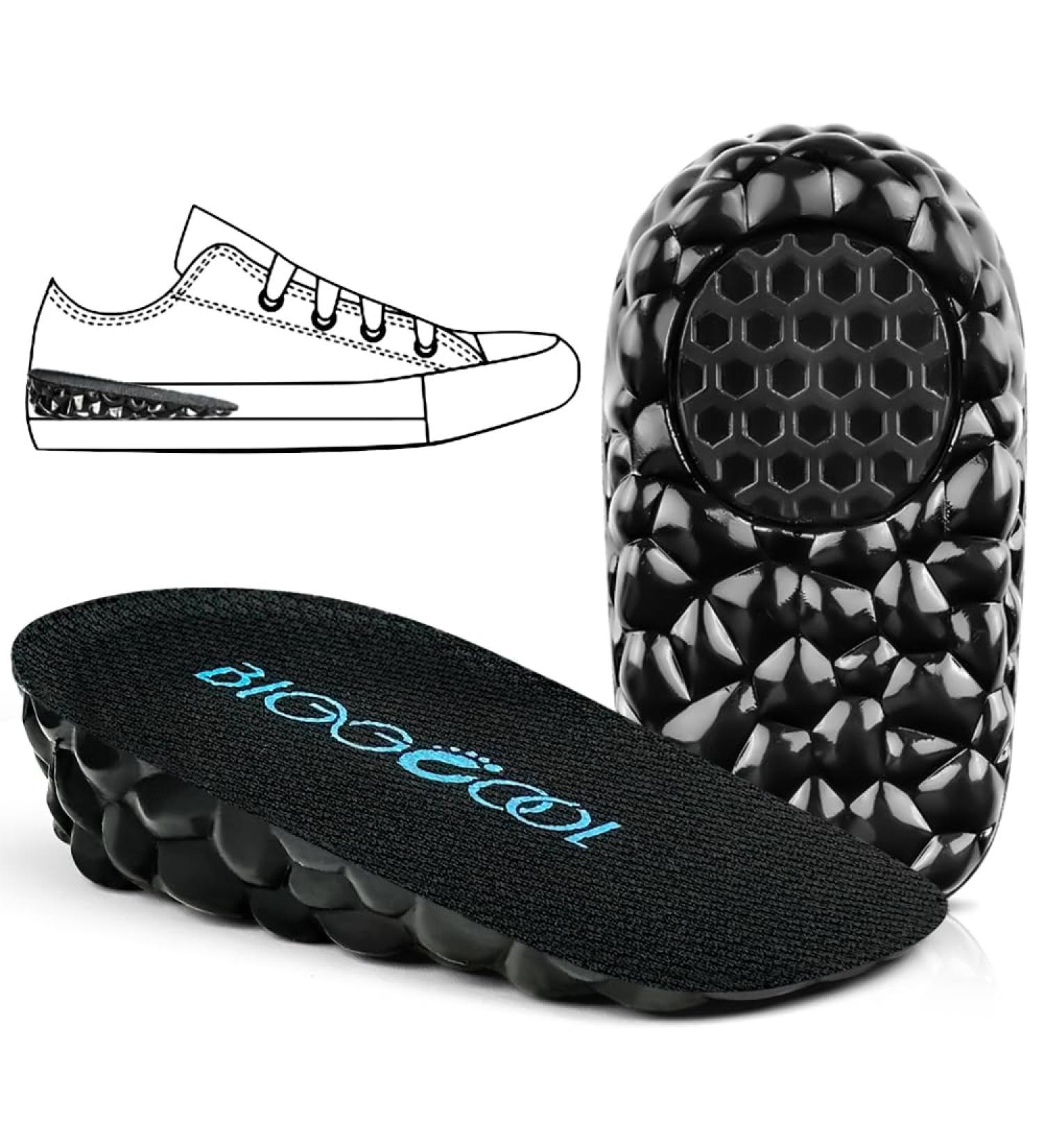 Height Increase Insoles for Men & Women | Invisible Heel Lift Inserts for Leg Length Discrepancy | Shock Absorbing Boosters (Black Small-0.6 Height - Buy Online on GoSupps.com