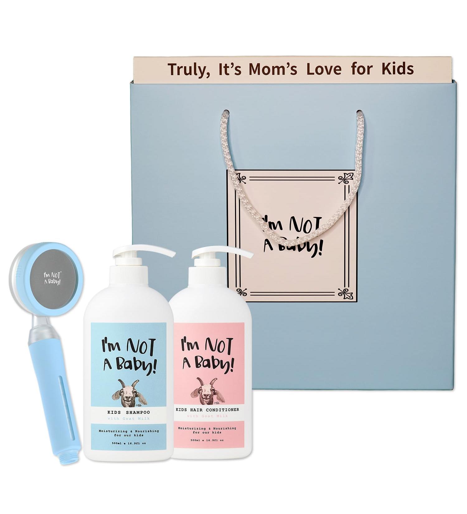 Kids Shower Gift Set | Plant-Based Goat Milk Shampoo & Conditioner | Dermatologist Tested Allergen-Free Cruelty-Free for Dry Sensitive Skin & Scalp - Buy Online on GoSupps.com