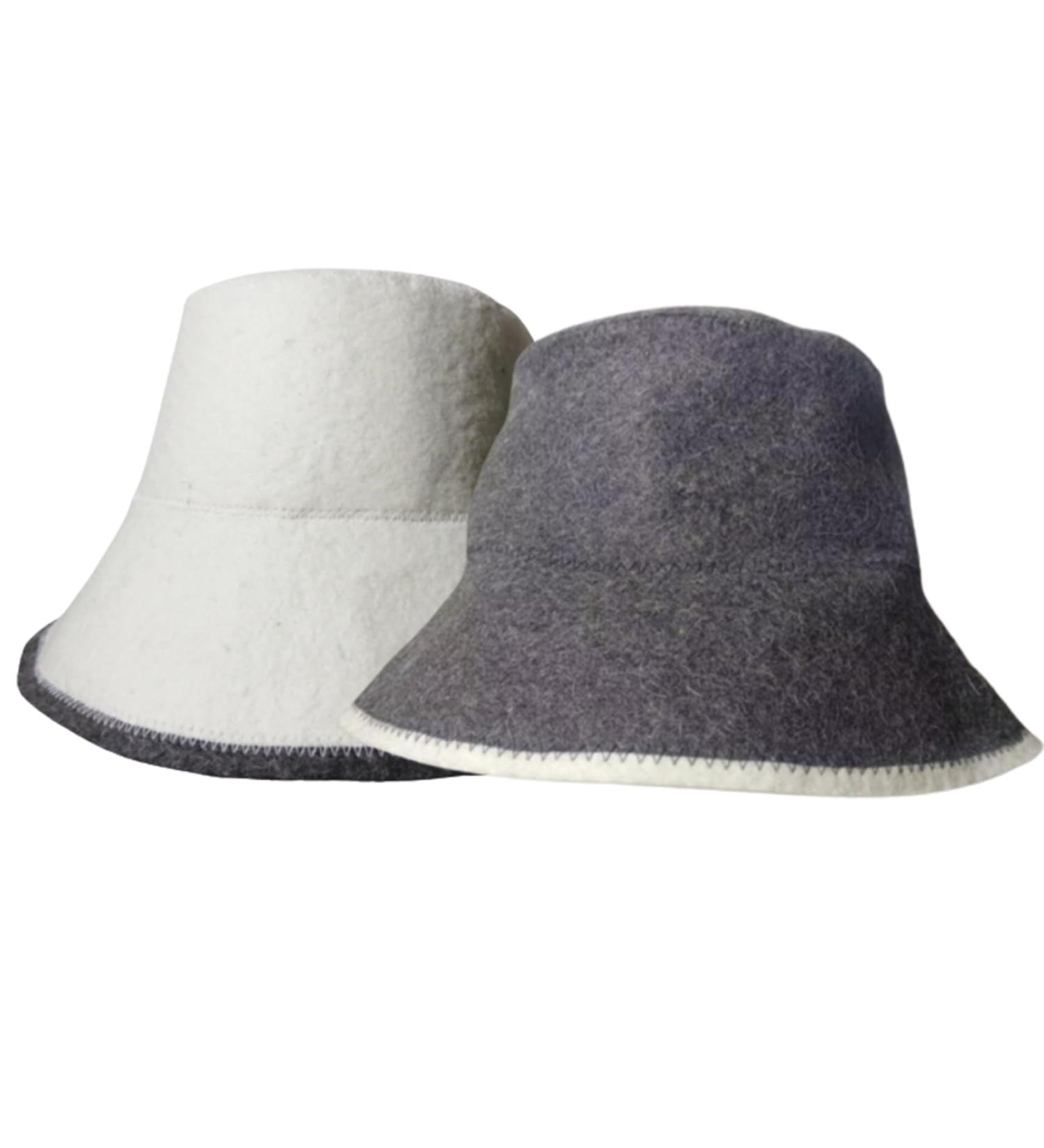 Filz Badehut Set - 2 Water-Absorbing Felt Sauna Hats for Men & Women | Temperature Regulating Fishing Sauna Caps | Reusable White Gray Banya Hats - Buy Online on GoSupps.com