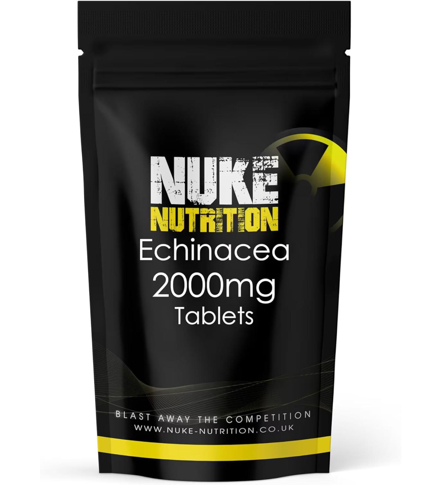 Nuke Nutrition Echinacea Tablets High Strength x180 - Immune Support Echinacea Herbal Supplements 180 Capsules