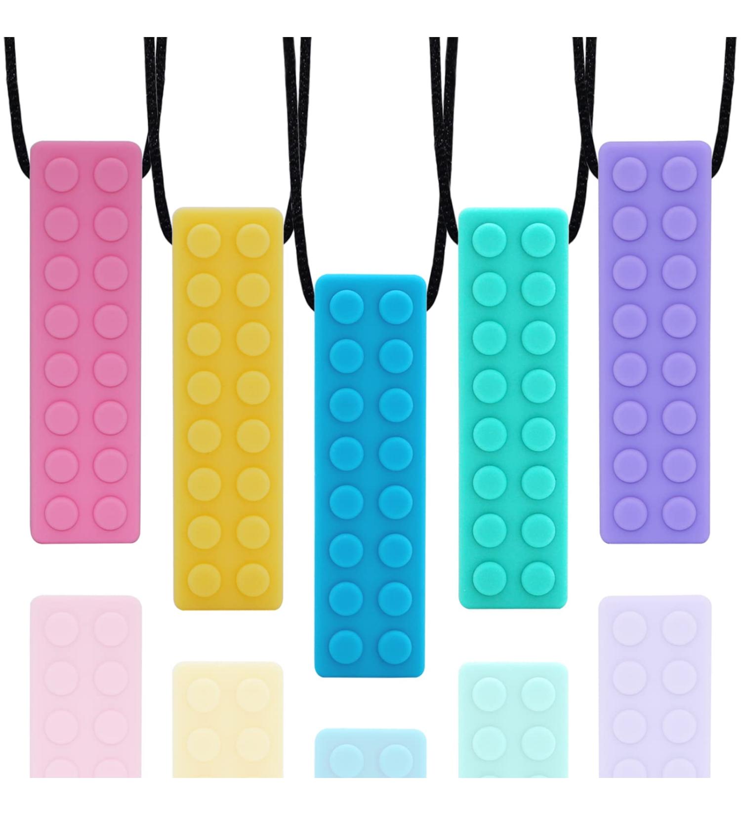 Sensory Chew Necklace Bundle for Kids and Adults - 5 Pack Silicone Teething Aid for Autism ADHD Biting Needs - Buy Online on GoSupps.com