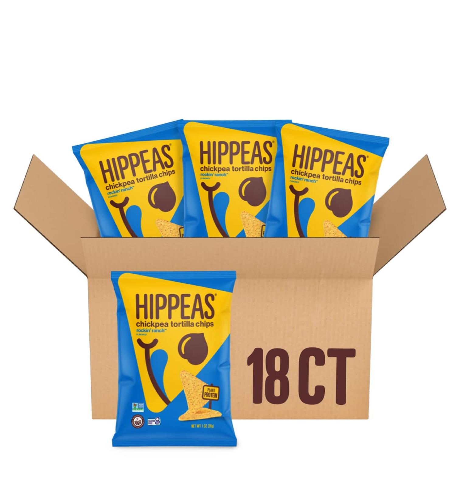 Hippeas Chickpea Tortilla Chips Rockin' Ranch 1oz (Pack of 18) - Vegan & Gluten-Free Plant Protein Snacks - Buy Online on GoSupps.com