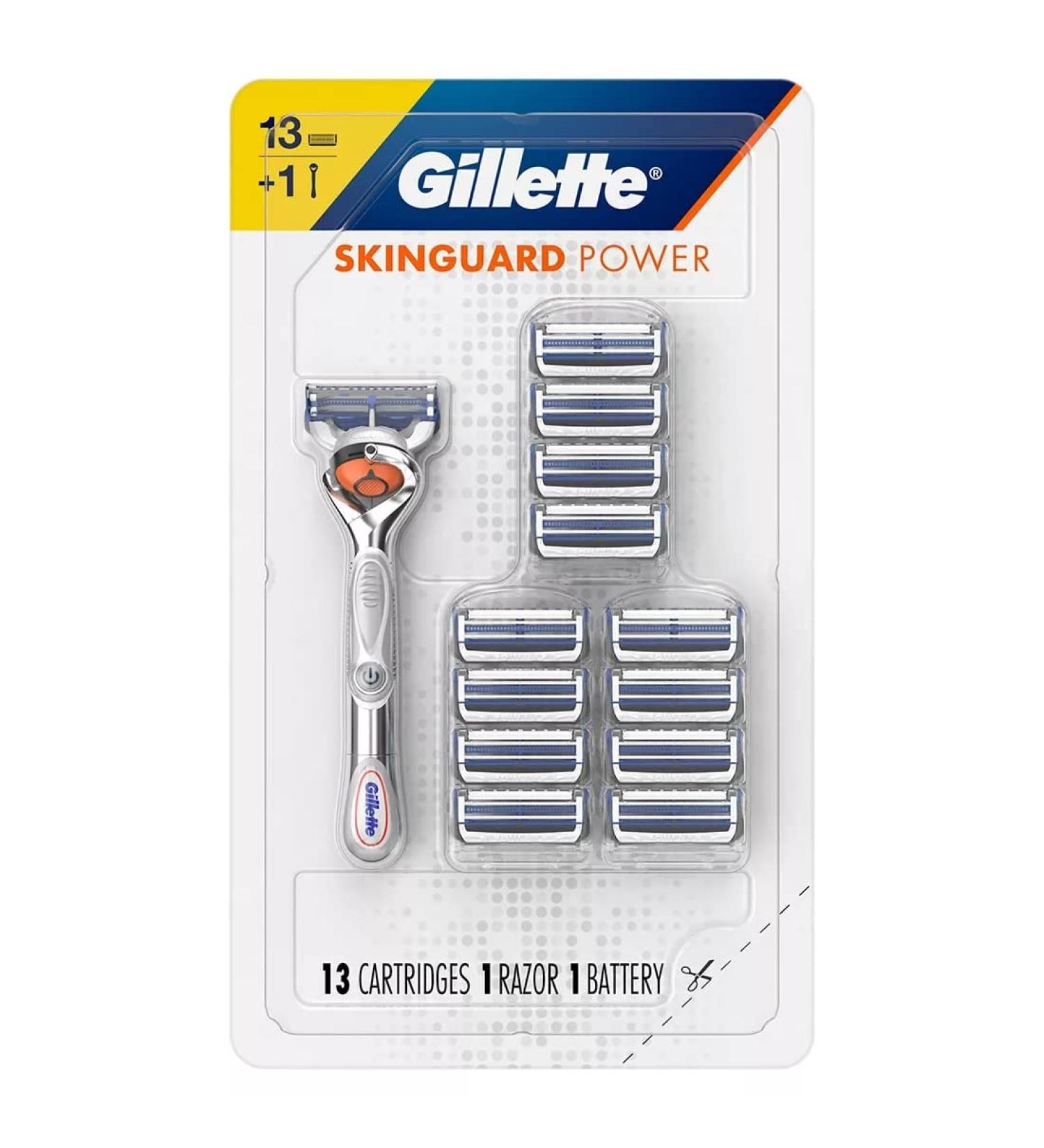 Gillette SkinGuard Power Men's Razor Handle + 13 Blade Refills - Smooth Shave & Precision Control - Buy Online on GoSupps.com