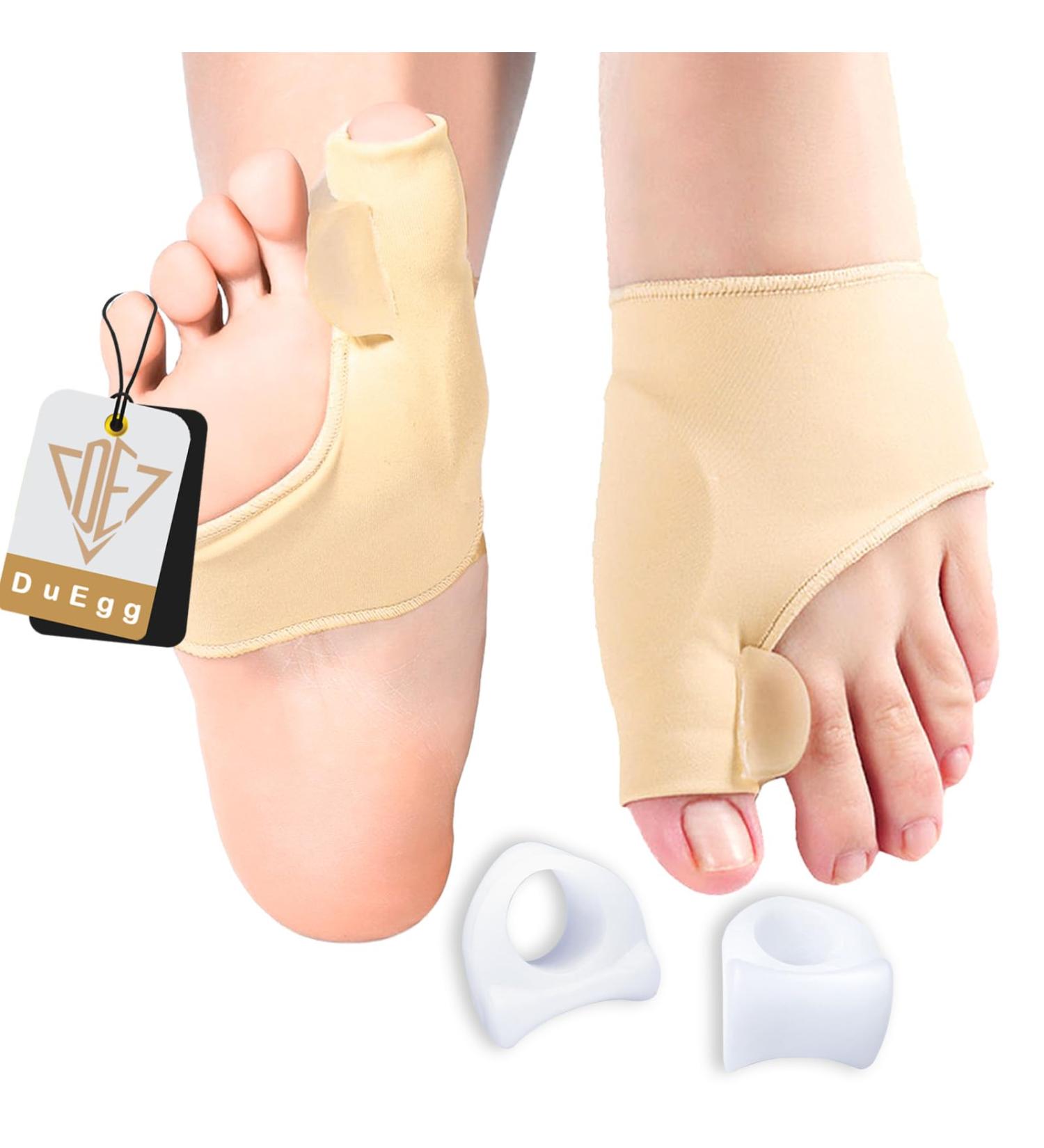 Duegg Hallux Valgus Kit - 4 Piece Gel Pad & Soft Silicone Correctors for Pain Relief | Hammer Toe & Bunion Support - Buy Online on GoSupps.com