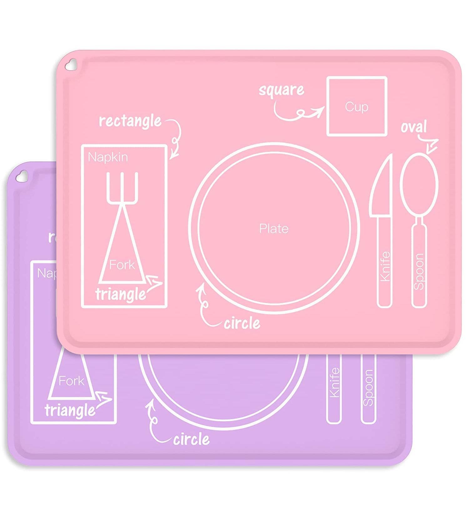 Gitaor Montessori Kids Silicone Placemat | Non-Slip Toddler Dining Table Mat | Dishwasher Safe Baby Placemat | Pink & Purple - Buy Online on GoSupps.com