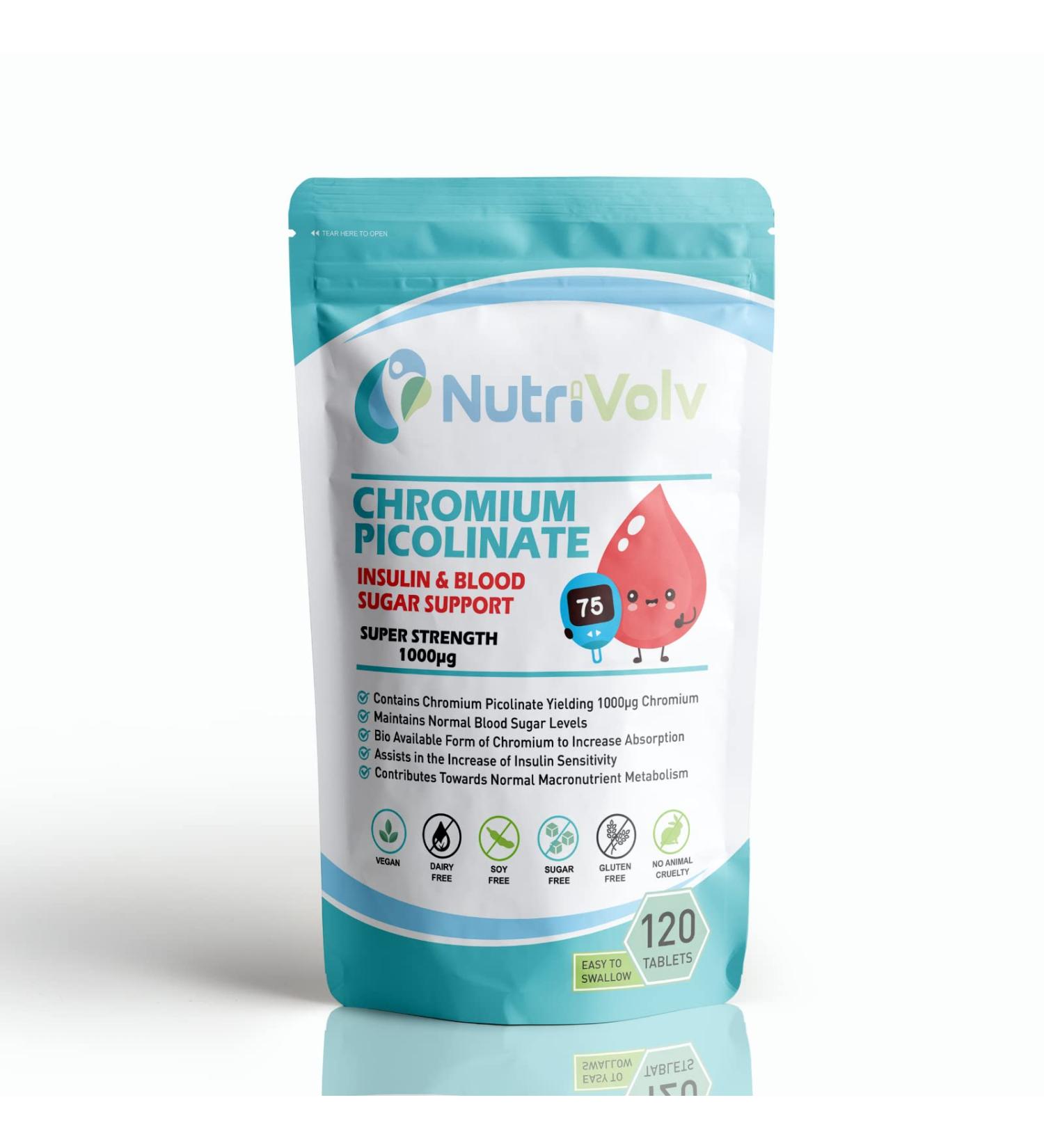 Chromium Picolinate 1000g Supplements - Blood Sugar Support & Appetite Control - 120 Tablets - Buy Online on GoSupps.com