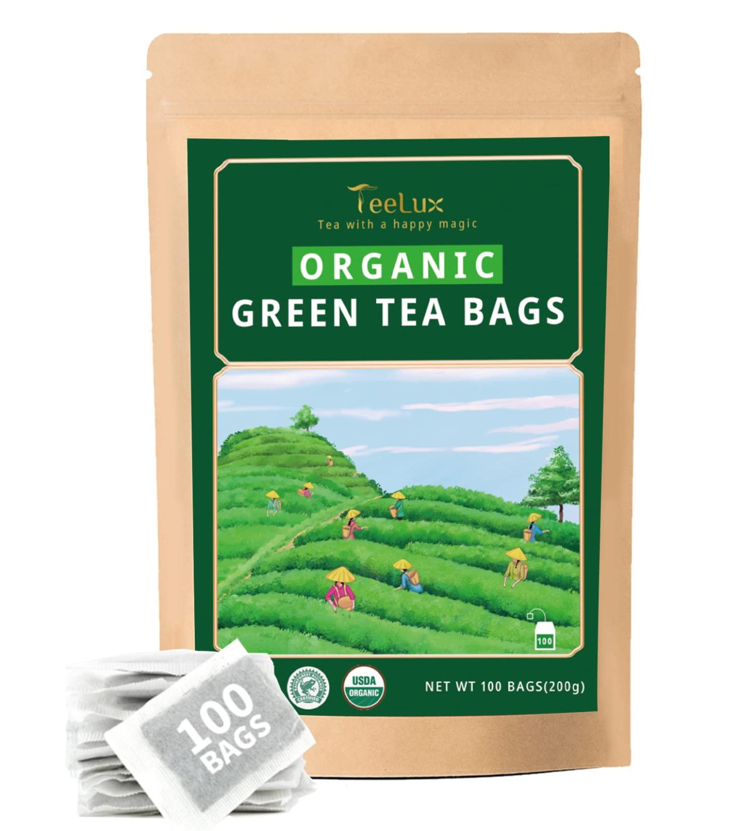 TeeLux Organic Green Tea Bags 100 Count - Super Antioxidant Green Tea for Overall Health - Buy Online on GoSupps.com