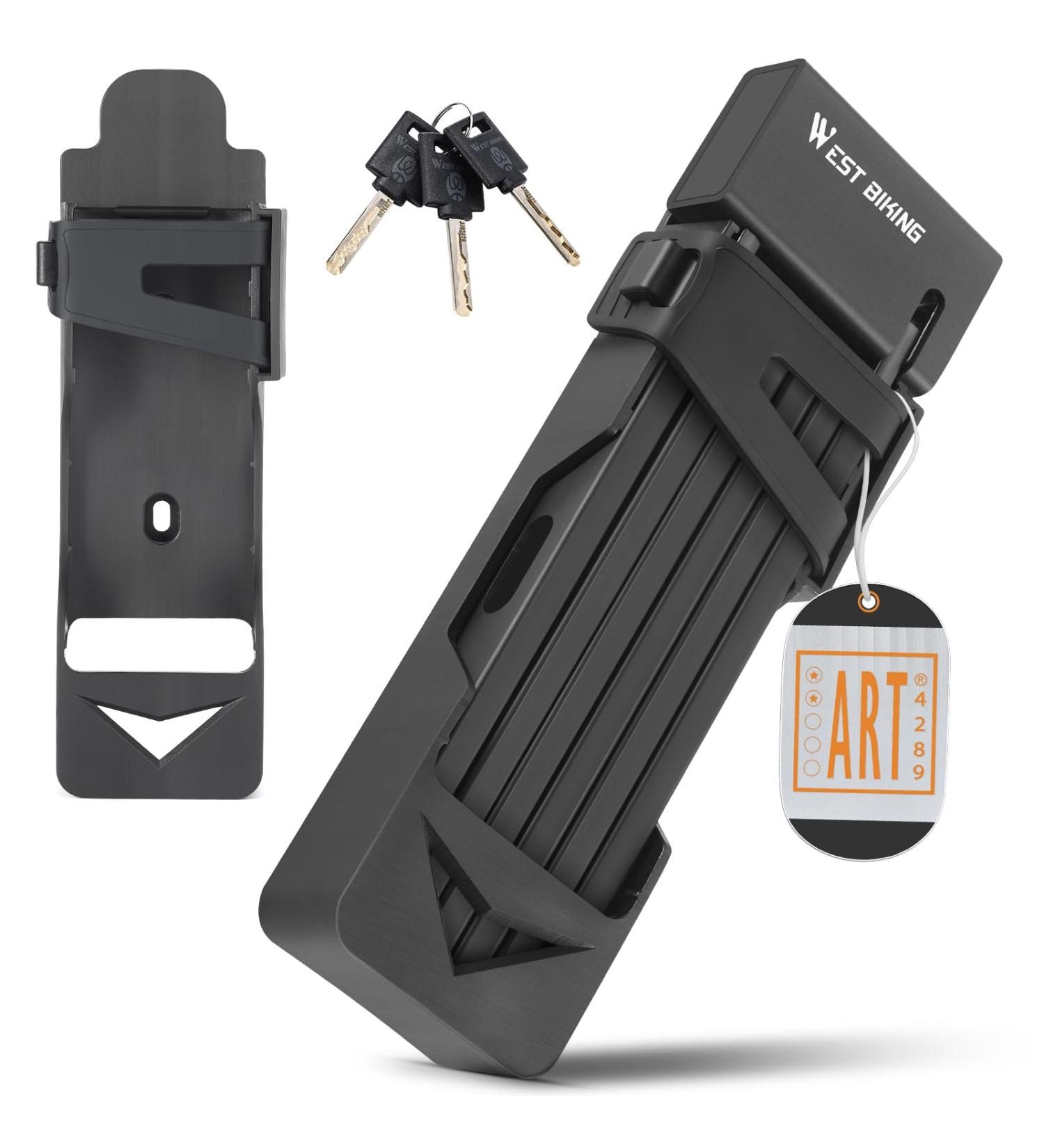 Buy Hongyea Folding Lock - 100cm High-Safety Bicycle Lock with Bracket & 3 Keys for E-Bikes Scooters MTB and Motorcycles - Buy Online on GoSupps.com