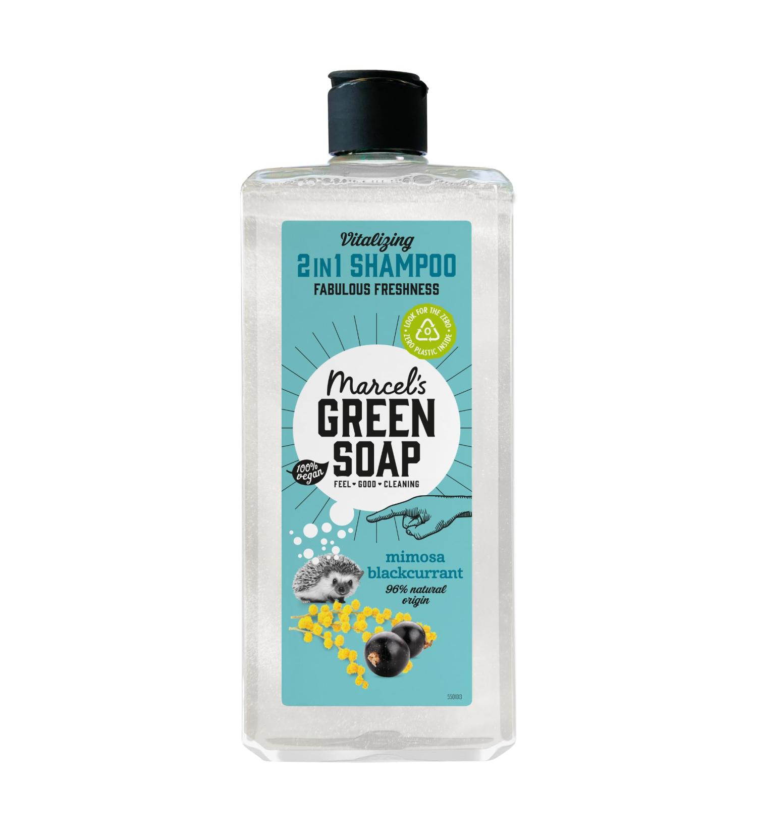  Marcel's Green Soap Marcel's Green Soap Shampoo - Mimosa & Blackcurrant fragrance enriched with natural oils 97% natural 98% biodegradable vegan 300ml - gentle care for hair and planet - Buy Online on GoSupps.com