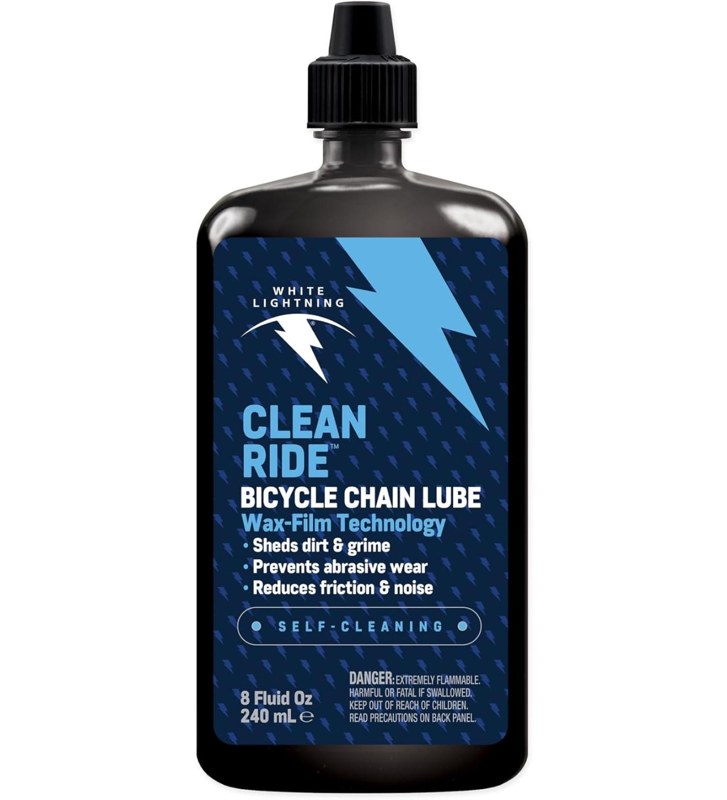 White Lightning Clean Ride The Original Self-Cleaning Wax Bicycle Chain Lubricant 8 oz
