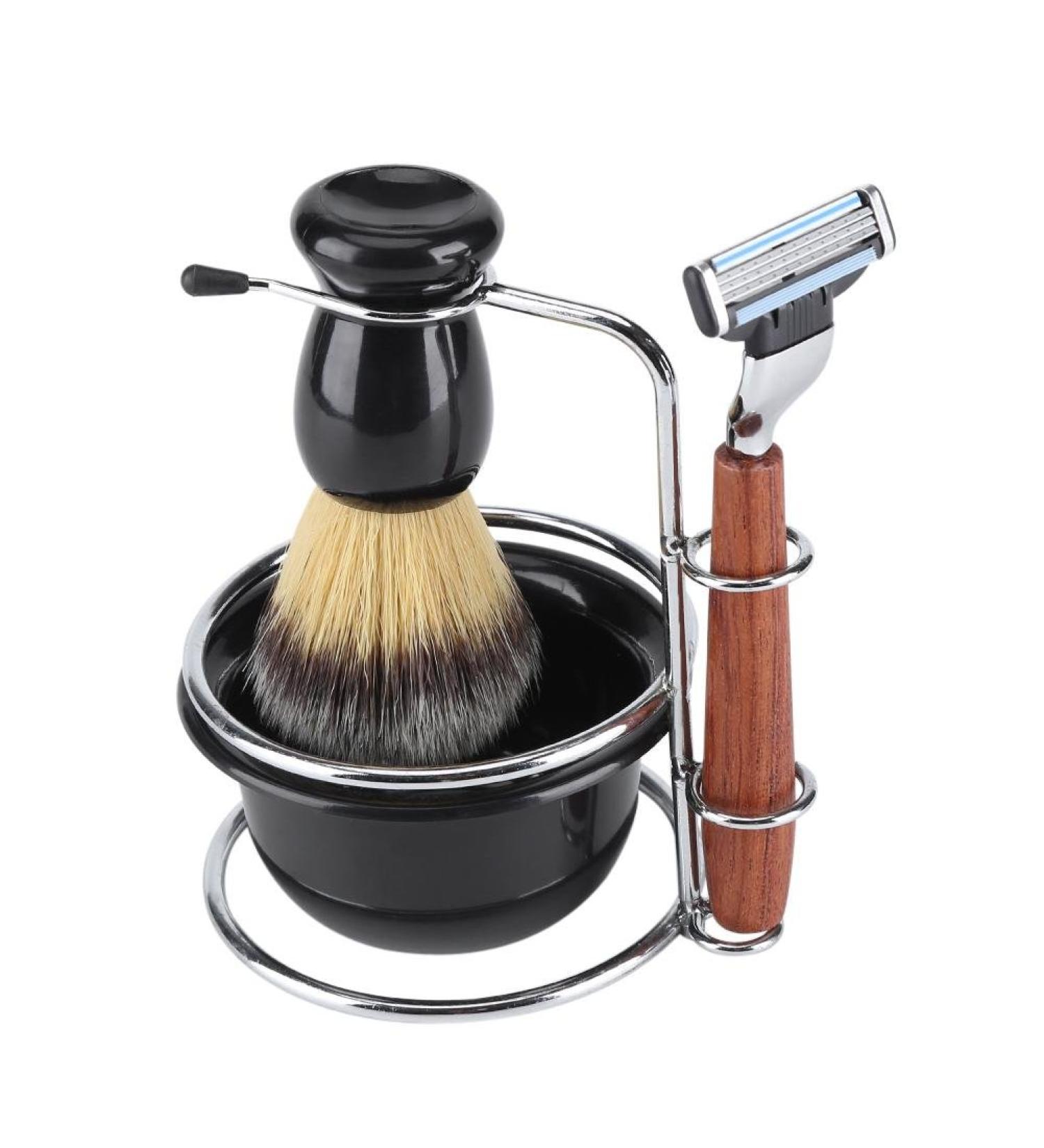 Buy Premium 4-in-1 Shaving Brush Set | Shaving Bowl Brush Soap Dish & Holder | Perfect Shaving Gift Set - Buy Online on GoSupps.com
