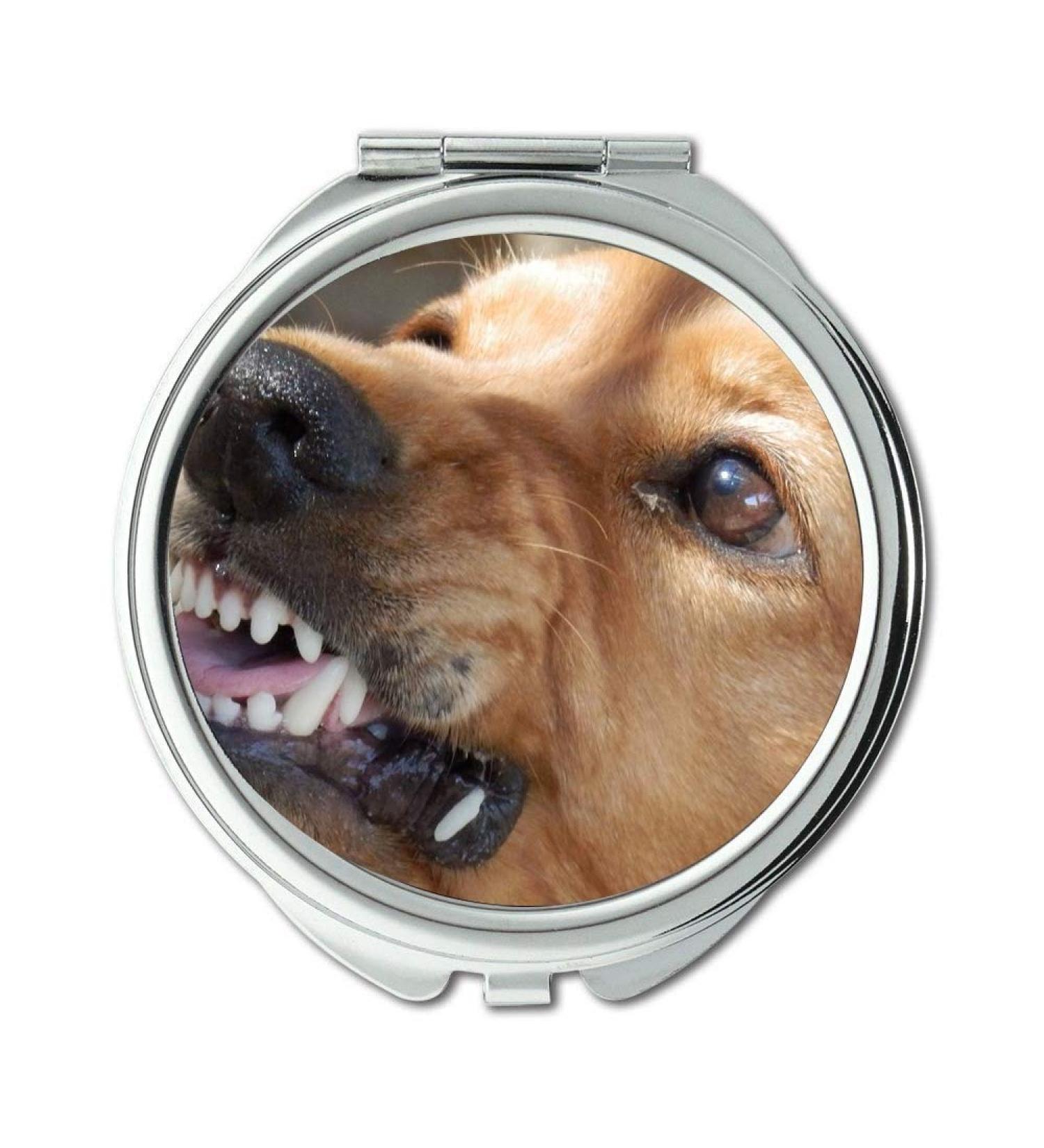 Mirror Compact Mirror Dog Angry Dog Aggressive Snappy Biting Animal pocket mirror portable mirror - Buy Online on GoSupps.com