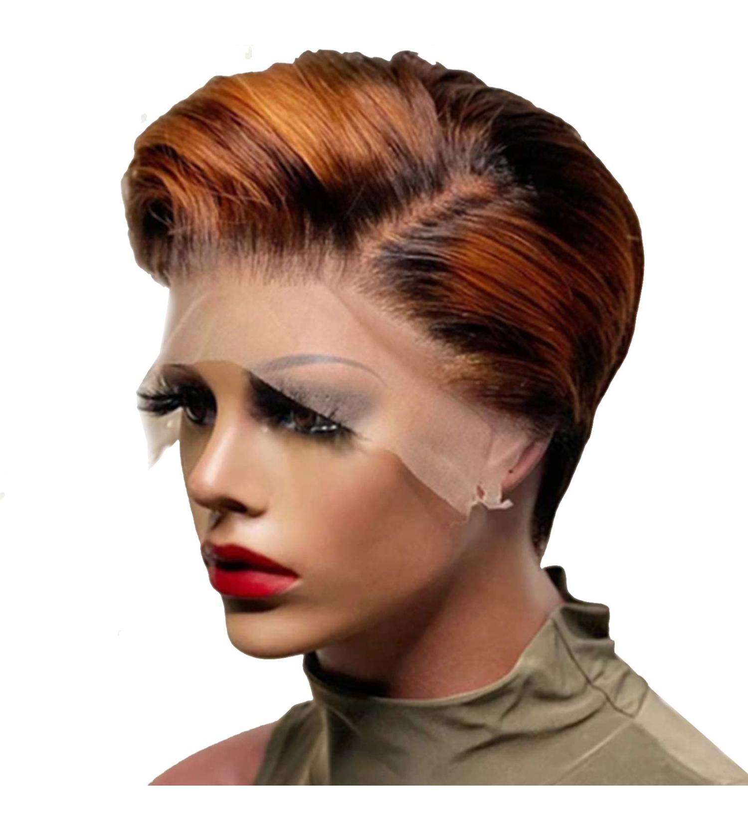 CUSROS Fashion Hair Wig for Women | Short Straight Synthetic Cosplay Wig - Black & Brown Lace Hairpiece for Parties | One Size - Buy Online on GoSupps.com