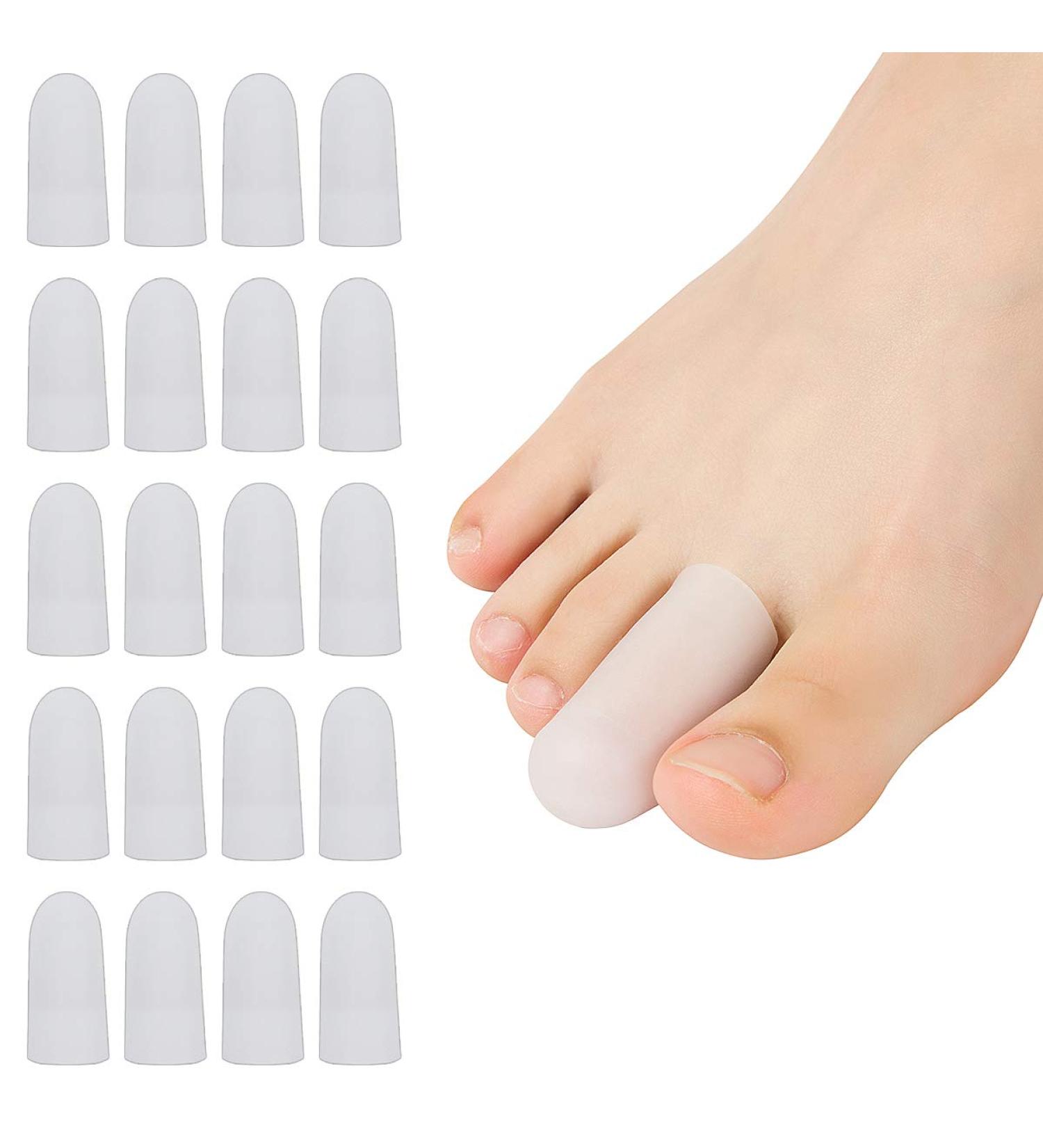 20 Pieces Small Gel Toe Caps - Silicone Toe Protectors for Corns, Calluses, Blisters, Hammer Toes, Ingrown Toenails - White (Pack of 1) - Buy Online on GoSupps.com