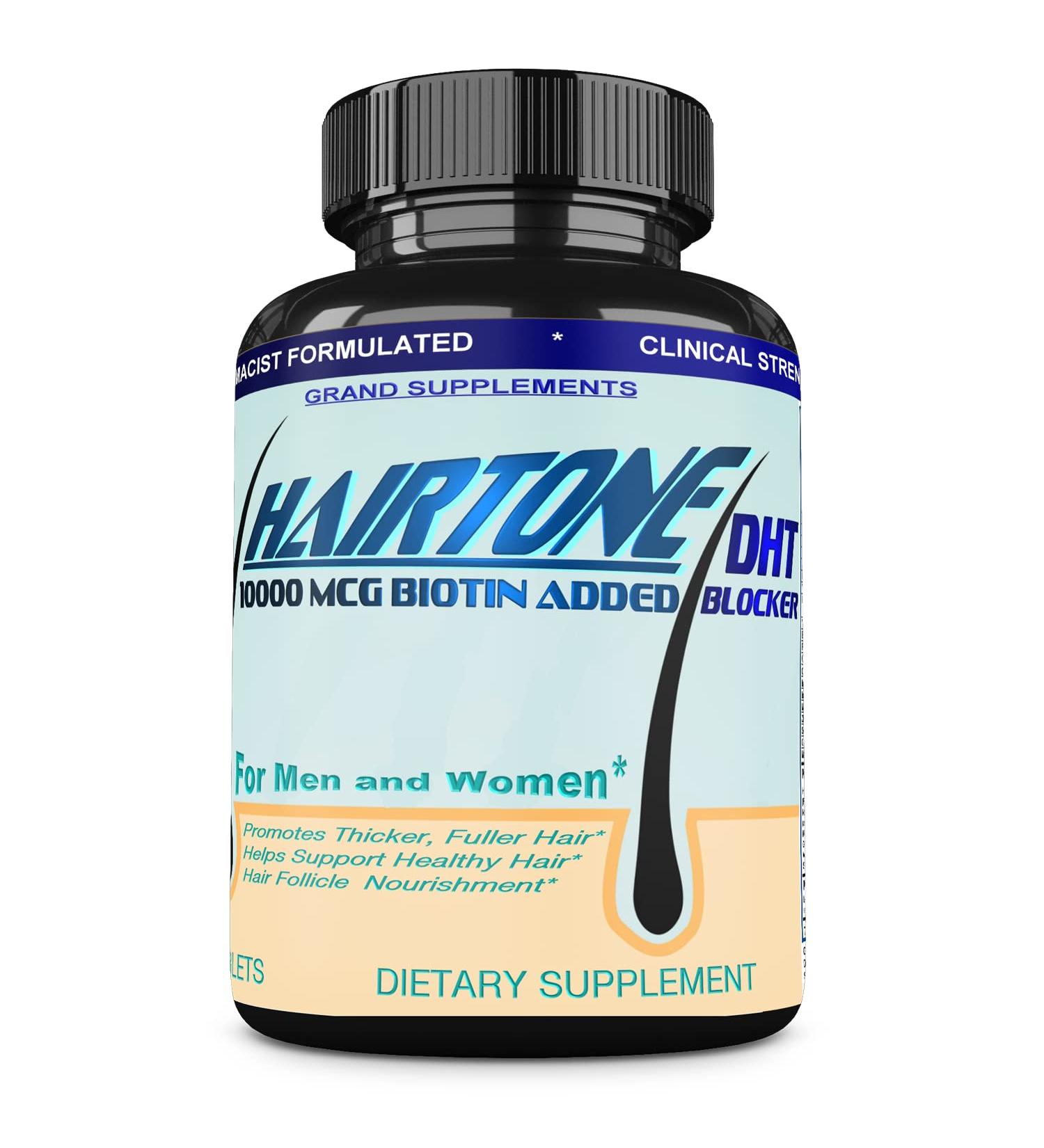 HAIRTONE DHT Blocker - Hair Strengthening Formula with Biotin & Vitamins for Thinning Hair | 30 Day Supply - Buy Online on GoSupps.com