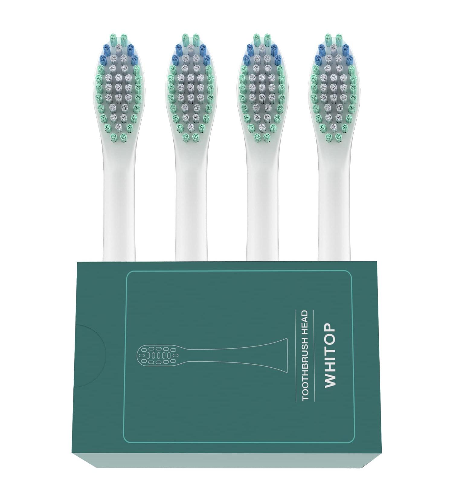 WHITOP Sonic Electric Toothbrush Replacement Brush Heads - Daily Cleaning Bristles - Oval Interface - 4 Pack - White - Buy Online on GoSupps.com