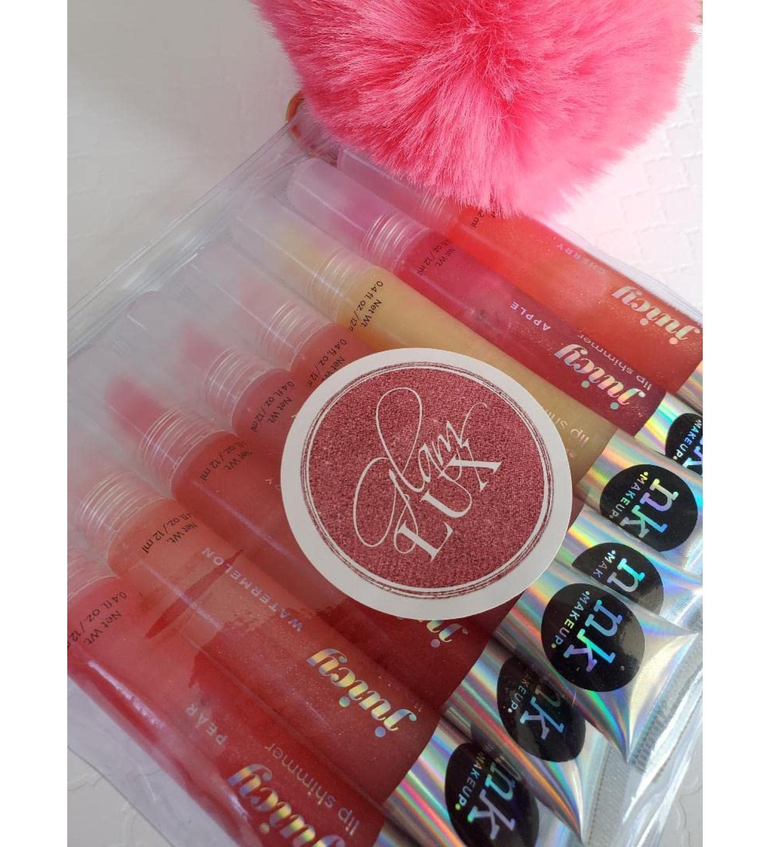 Glam Lux Nicka K Juicy Lip Shimmer Lip Gloss Set + Keychain Gifts for Women, Aunts, Teens & Moms - Pack of 8 - Buy Online on GoSupps.com