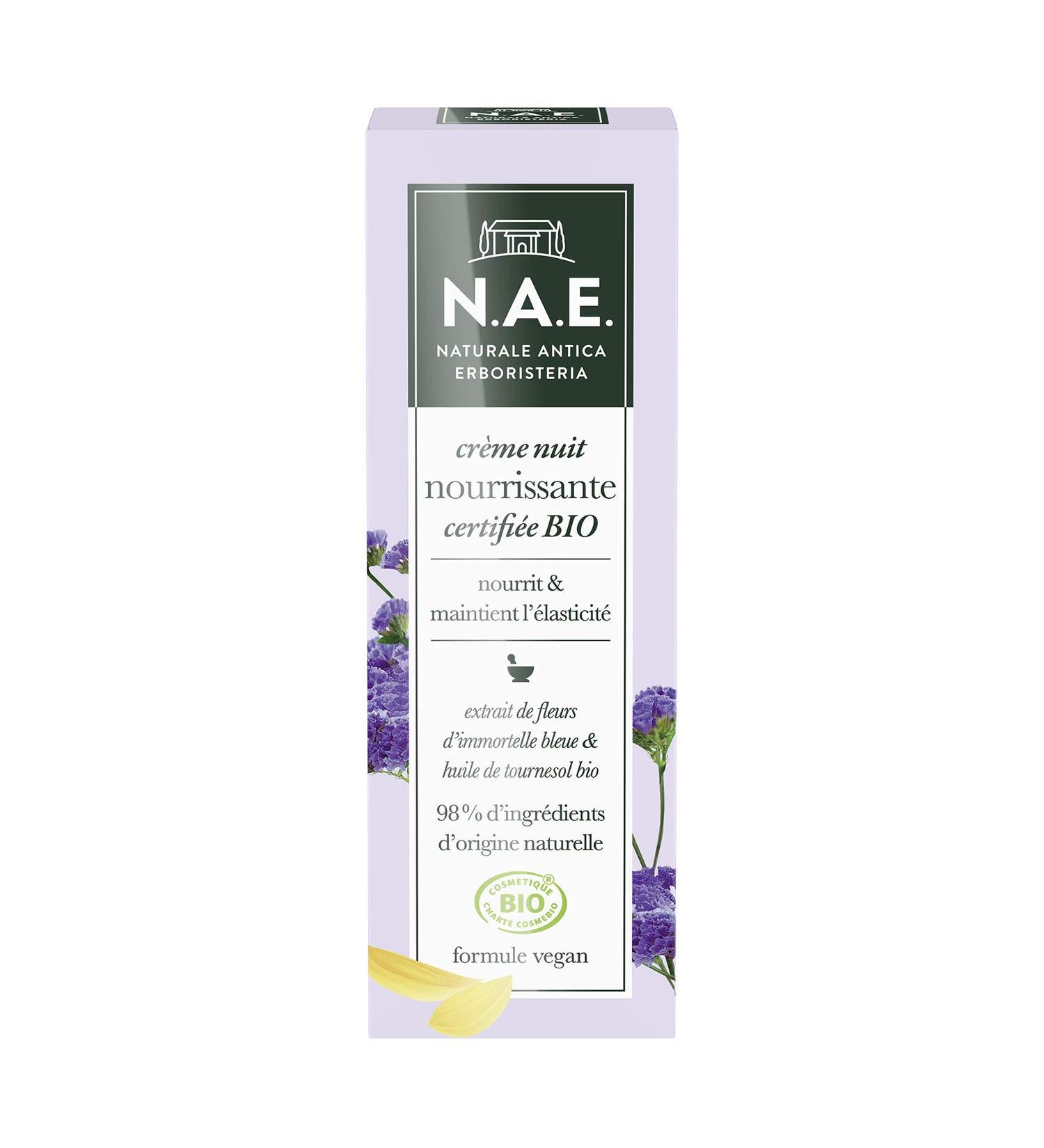 N.A.E. - Nourishing Night Face Cream - Certified Organic - Blue Immortelle Flower Extract and Organic Sunflower Oil - 98% ingredients of natural origin - Organic Face Care - 50 ml Jar - Buy Online on GoSupps.com