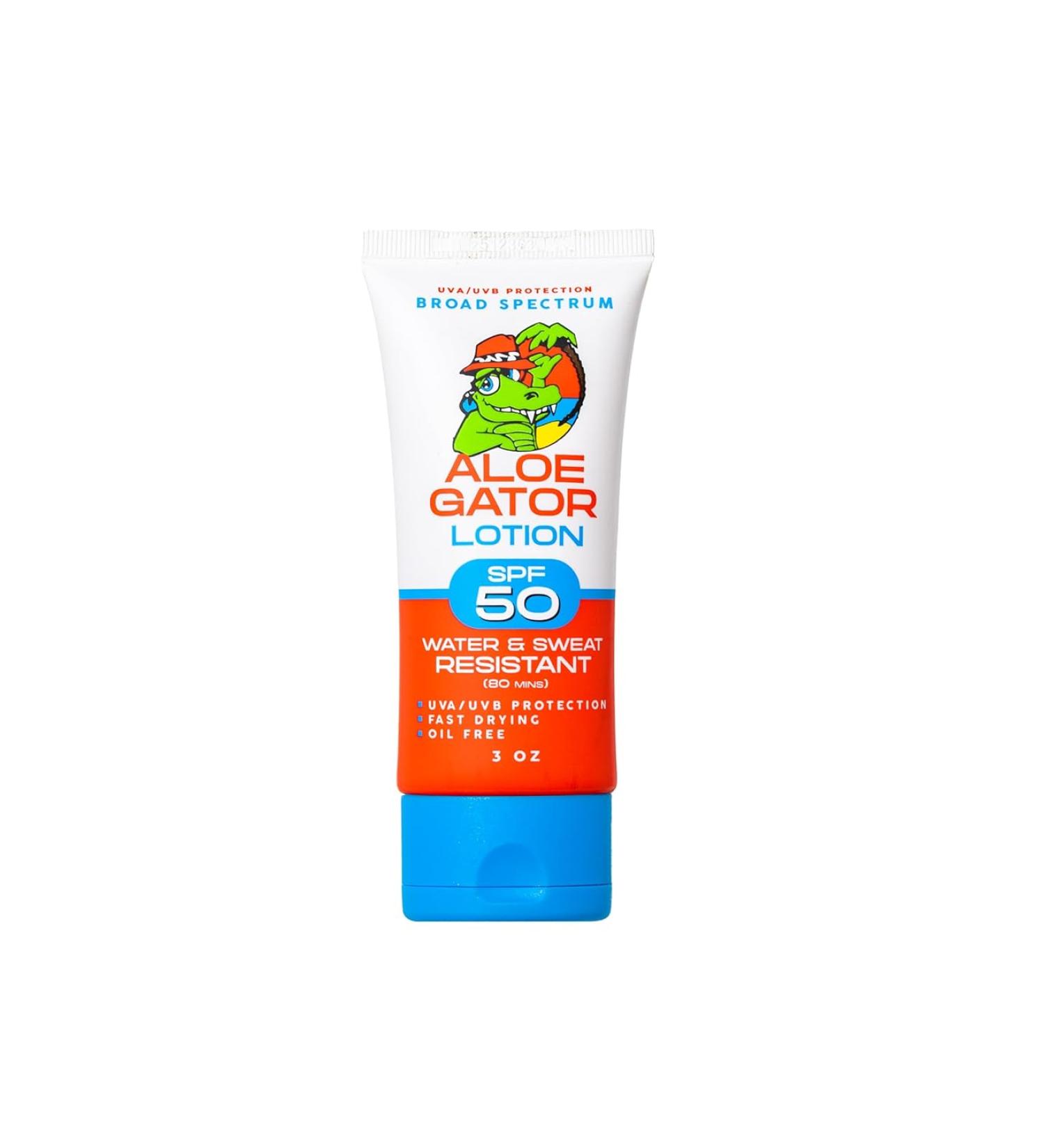 Aloe Gator Sunscreen Lotion SPF 50 Paraben Free & Alcohol Free - 3 Oz - Buy Online on GoSupps.com