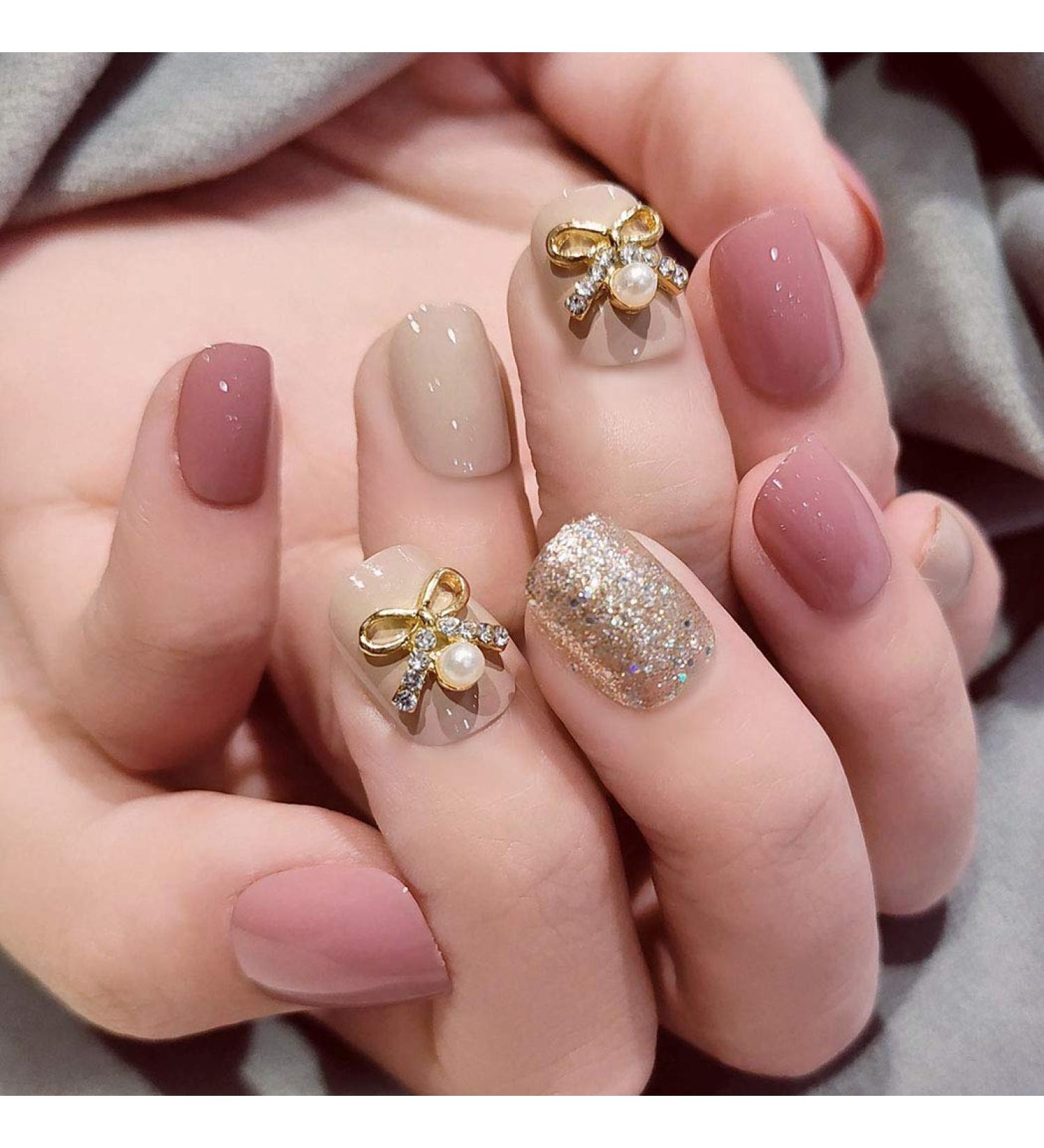 Sethexy Glossy Squoval Short False Nails - Pink Jump Color Acrylic Nail Tips (24 Pieces) for Women & Girls - Buy Online on GoSupps.com