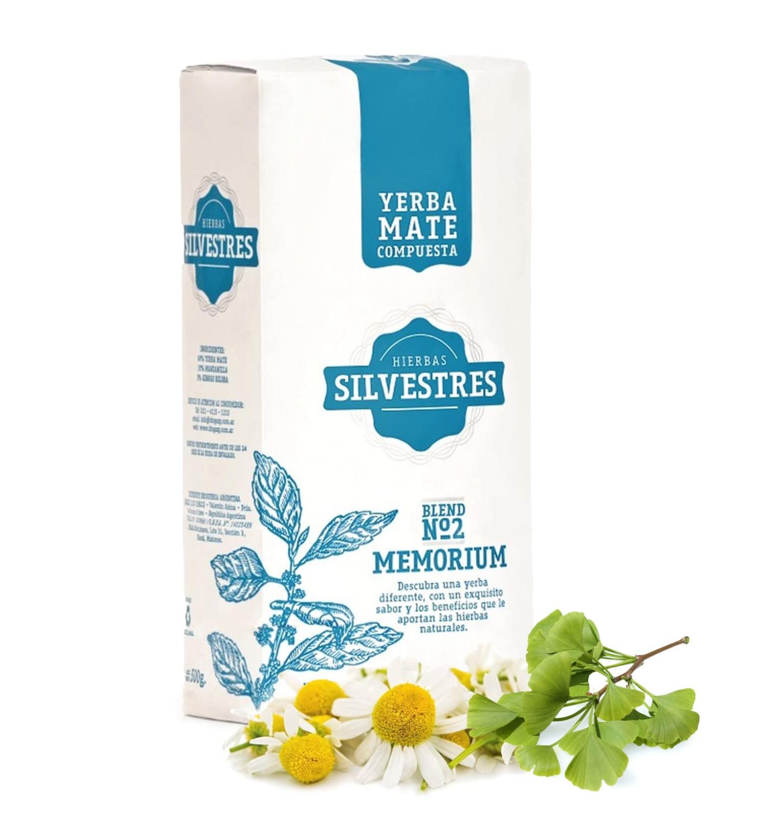 Yerbox Yerba Mate Tea Hierbas Silvestres Memori 05 kg + Gift Sample 40g Rich in antioxidants and vitamins accelerates metabolism sugarfree Paraguay Memorium 05 kg