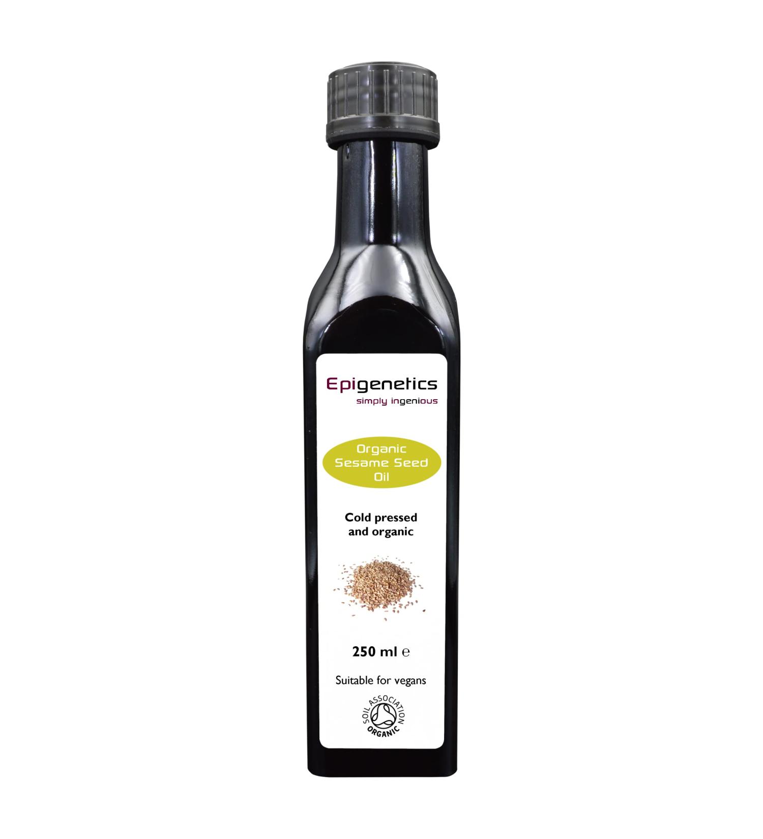 Sesame Seed Oil 250ml | Cold Pressed Certified Organic Sesame Seed Oil 100% Pure & Natural | Premium UV Blocking Miron Violet Glass | Vegan UK Made