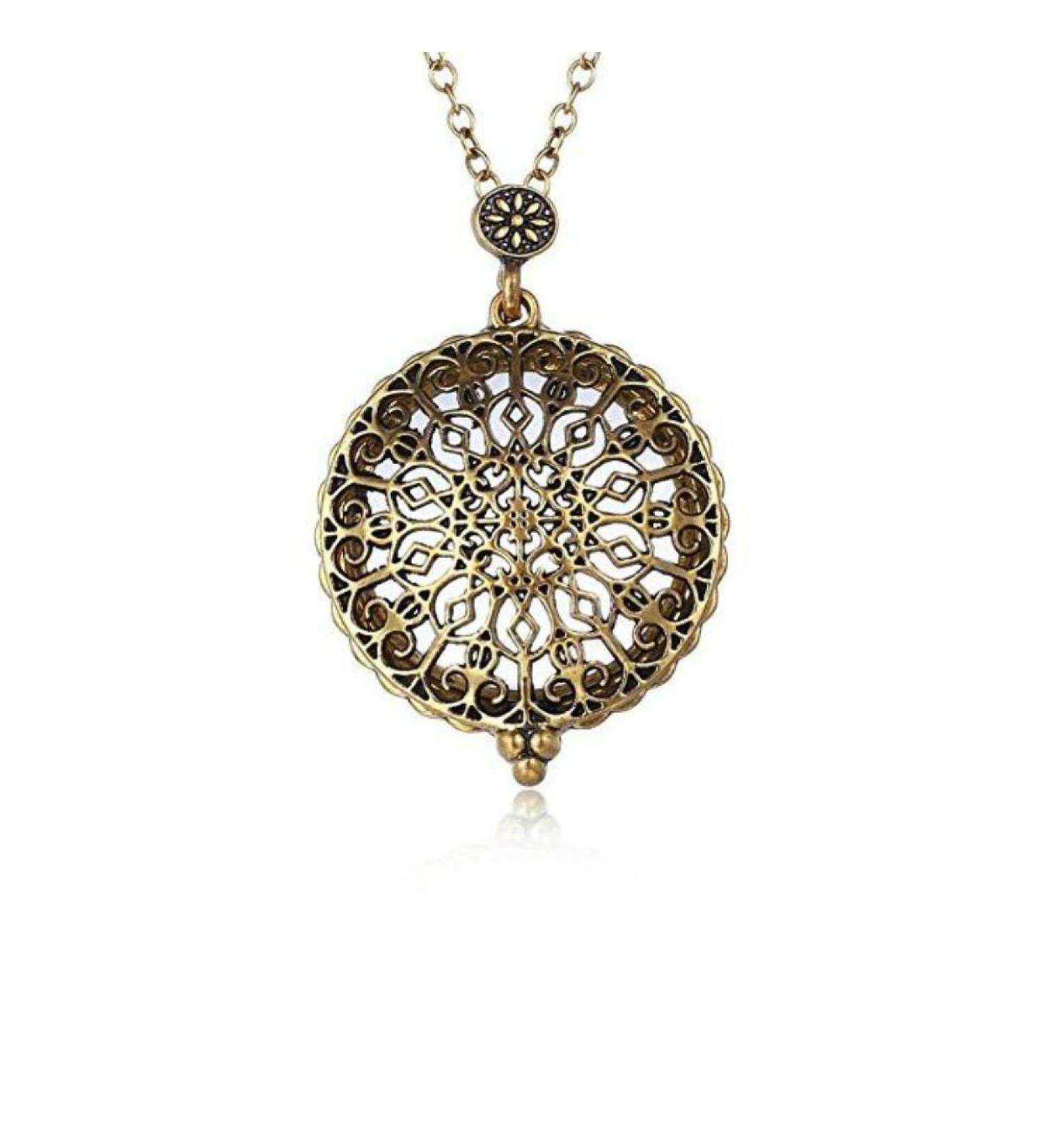 AKOAK 5X Portable Vintage Magnifying Glass Pendant Necklace for Library Reading Fine Print Zooming Increase Vision Jewelry and Gift (Flower-1) - Buy Online on GoSupps.com