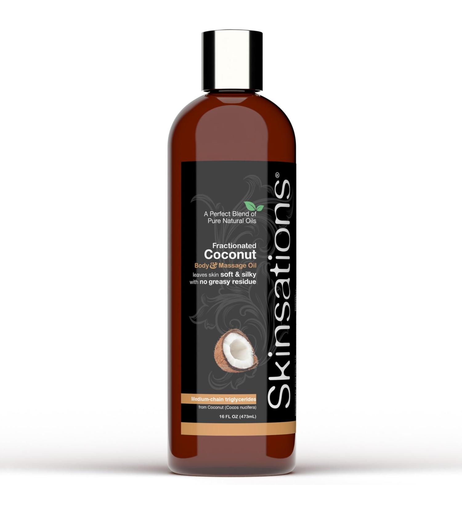 Skinsations Fractionated Coconut Oil 16oz - Natural Massage & Body Oil Lightweight Carrier Oil for Aromatherapy Ideal for Skin & Hair - Buy Online on GoSupps.com