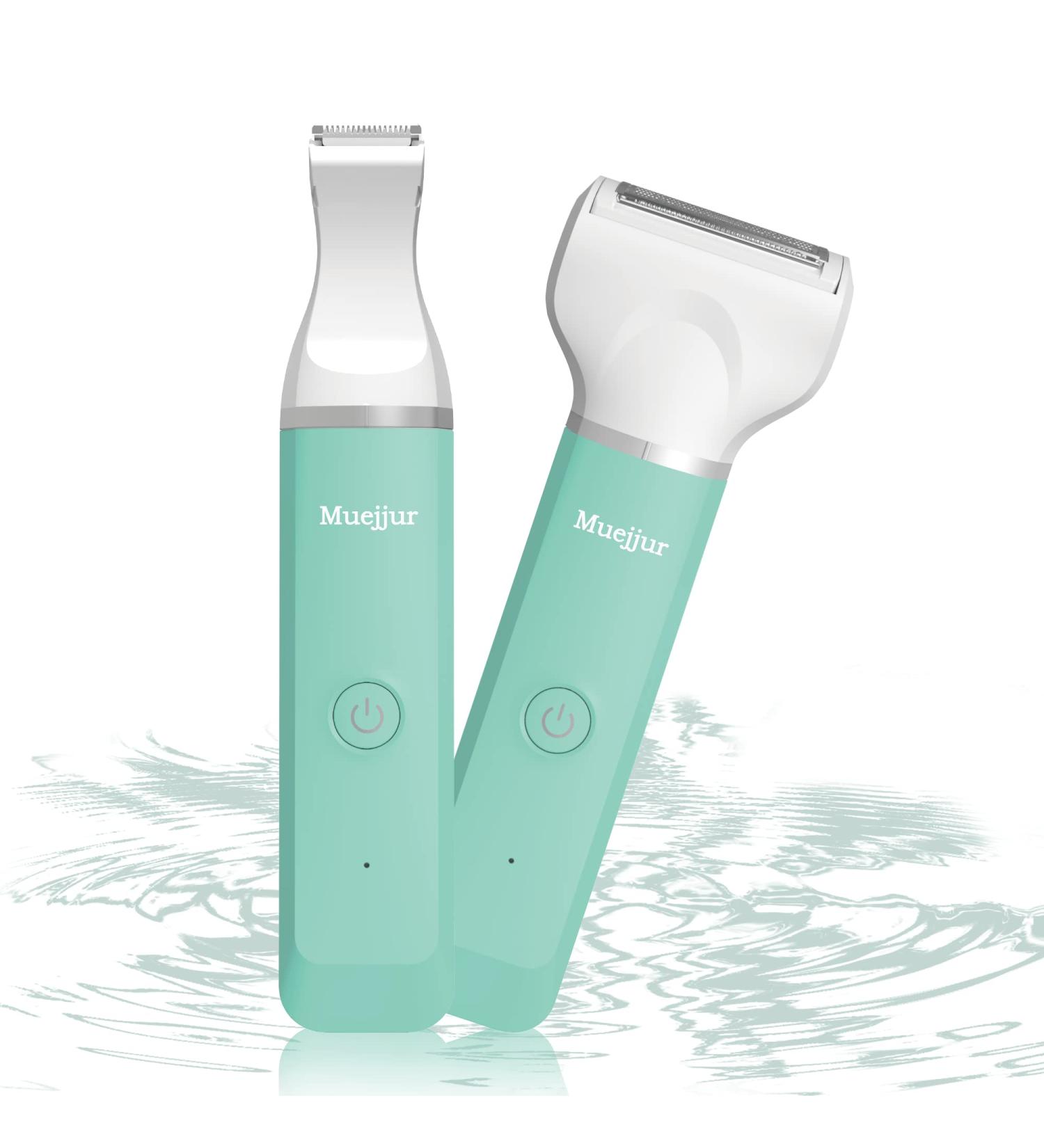 Waterproof Bikini Trimmer & Electric Razor for Women - Rechargeable Shaver for Legs, Arms, Back, Bikini Area - Muejjur 2-in-1 - Buy Online on GoSupps.com