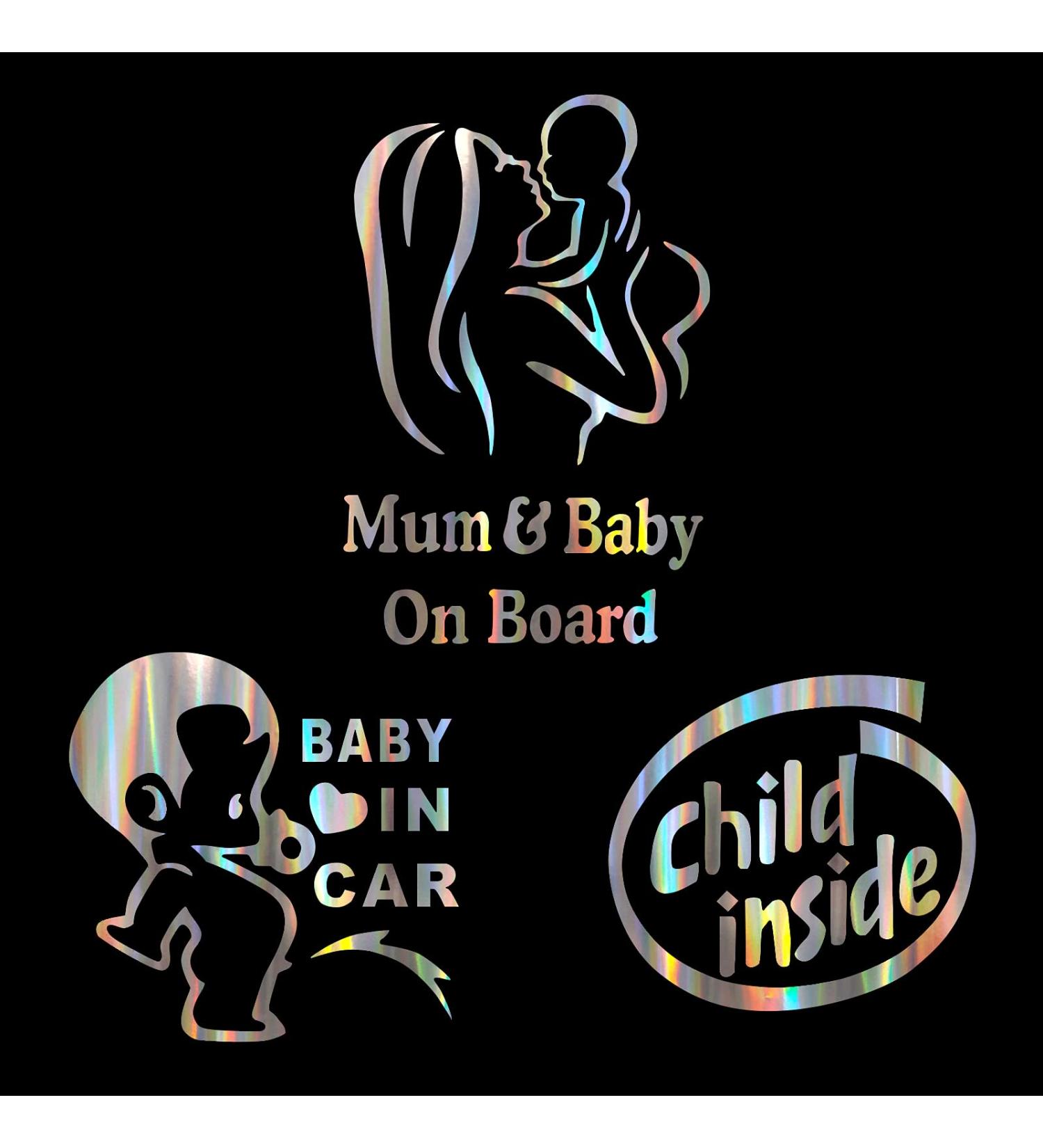 Baby on Board Sticker Car | Mom & Baby Safety Warning Bumper Decals | 3 Pack - International Shipping Available - Buy Online on GoSupps.com