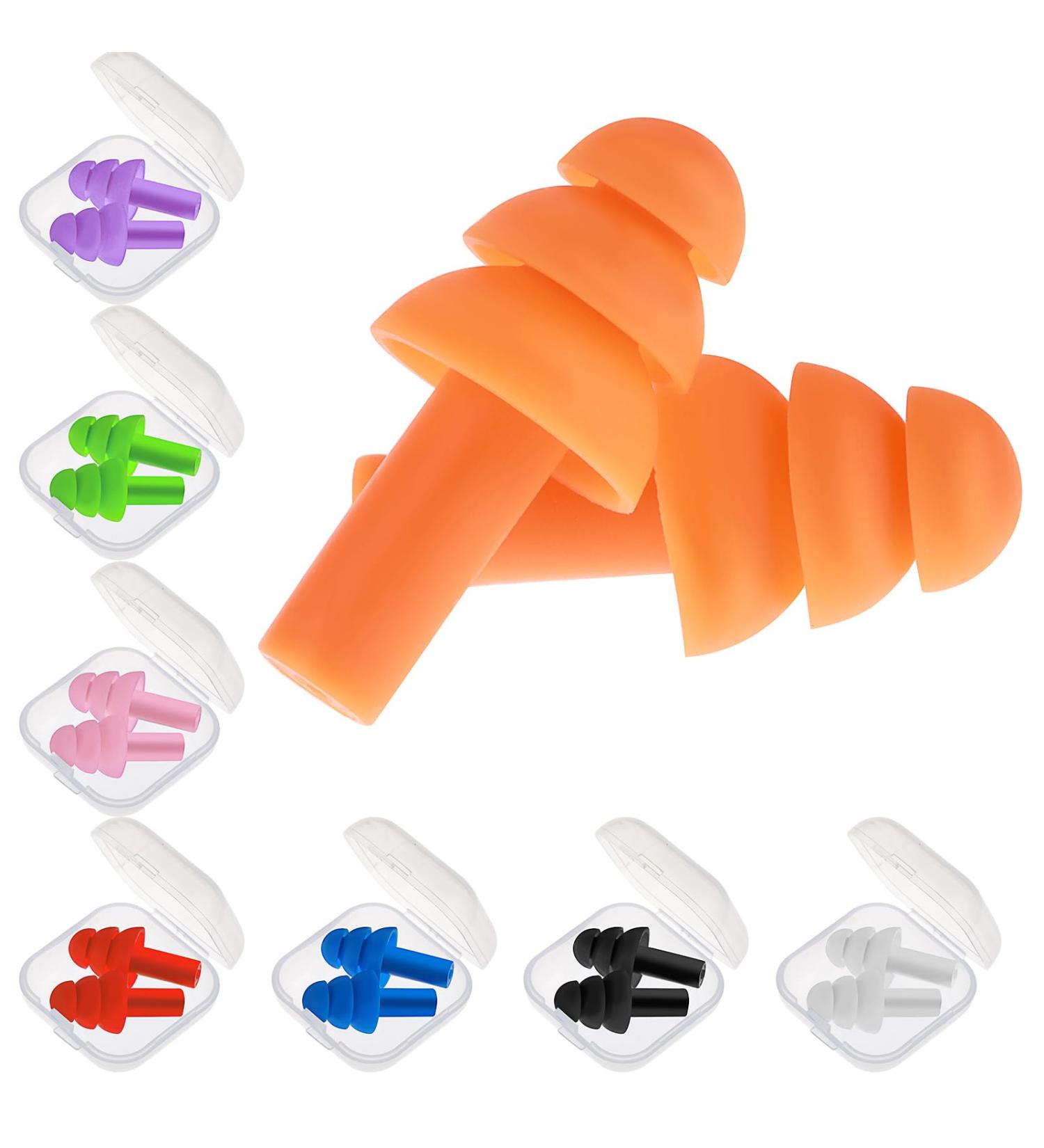 Buy Noise Cancelling Earplugs for Sleeping - 8 Pairs Reusable Silicone Waterproof Soft Ear Protection for Swimming Snoring & Noisy Environments - Buy Online on GoSupps.com