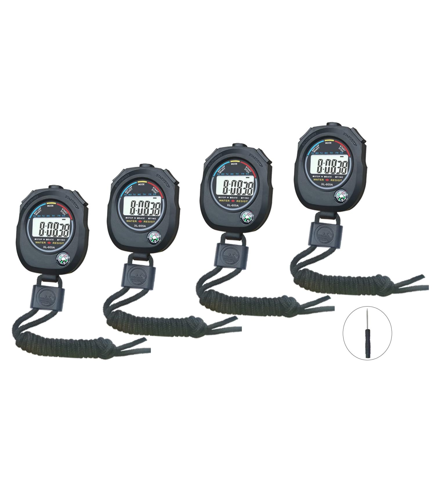 BESTWYA Digital Stopwatch Large LCD Screen Handheld Count Up Timer with Time Calendar Clock Function Black Pack of 4 - Buy Online on GoSupps.com