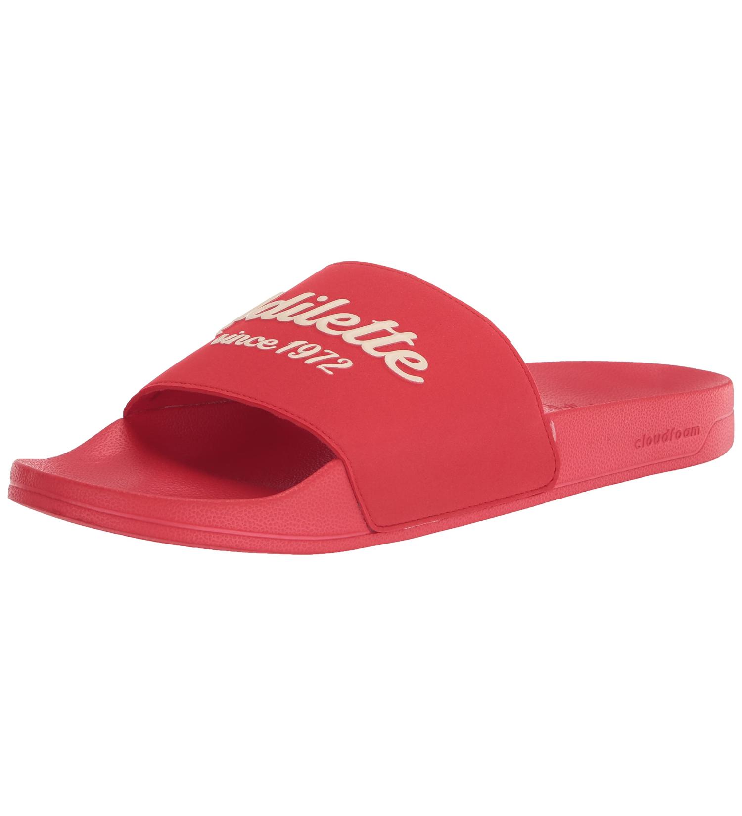 adidas Adilette Slides Sandal - Vivid Red/Wonder White - Size 12 Women/11 Men - Buy Online on GoSupps.com