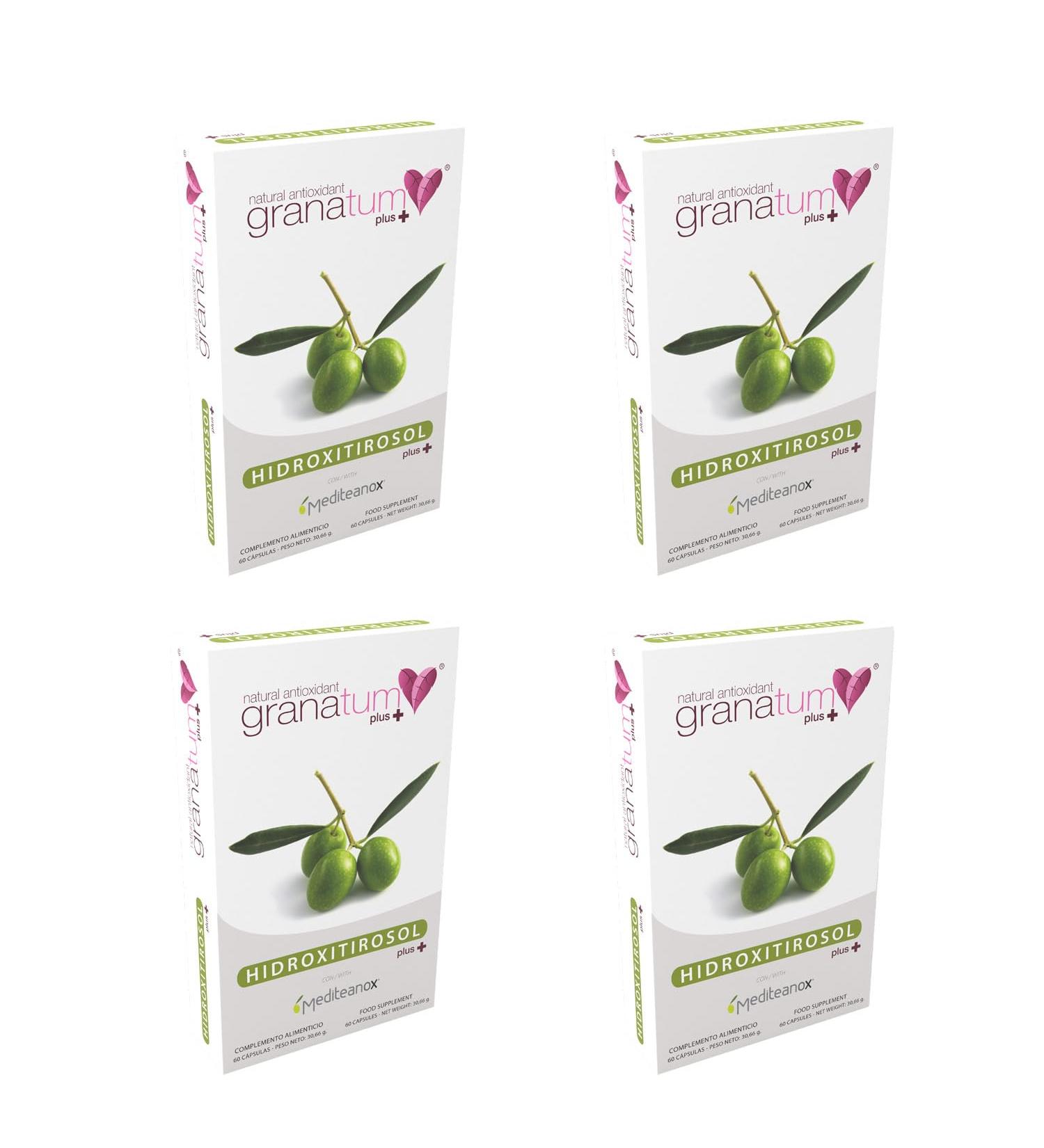 Granatum Plus & Hydroxytyrosol Plus - Mediteanox Olive Extract Dietary Supplement (4 Boxes 60 Capsules) - Shop Internationally - Buy Online on GoSupps.com