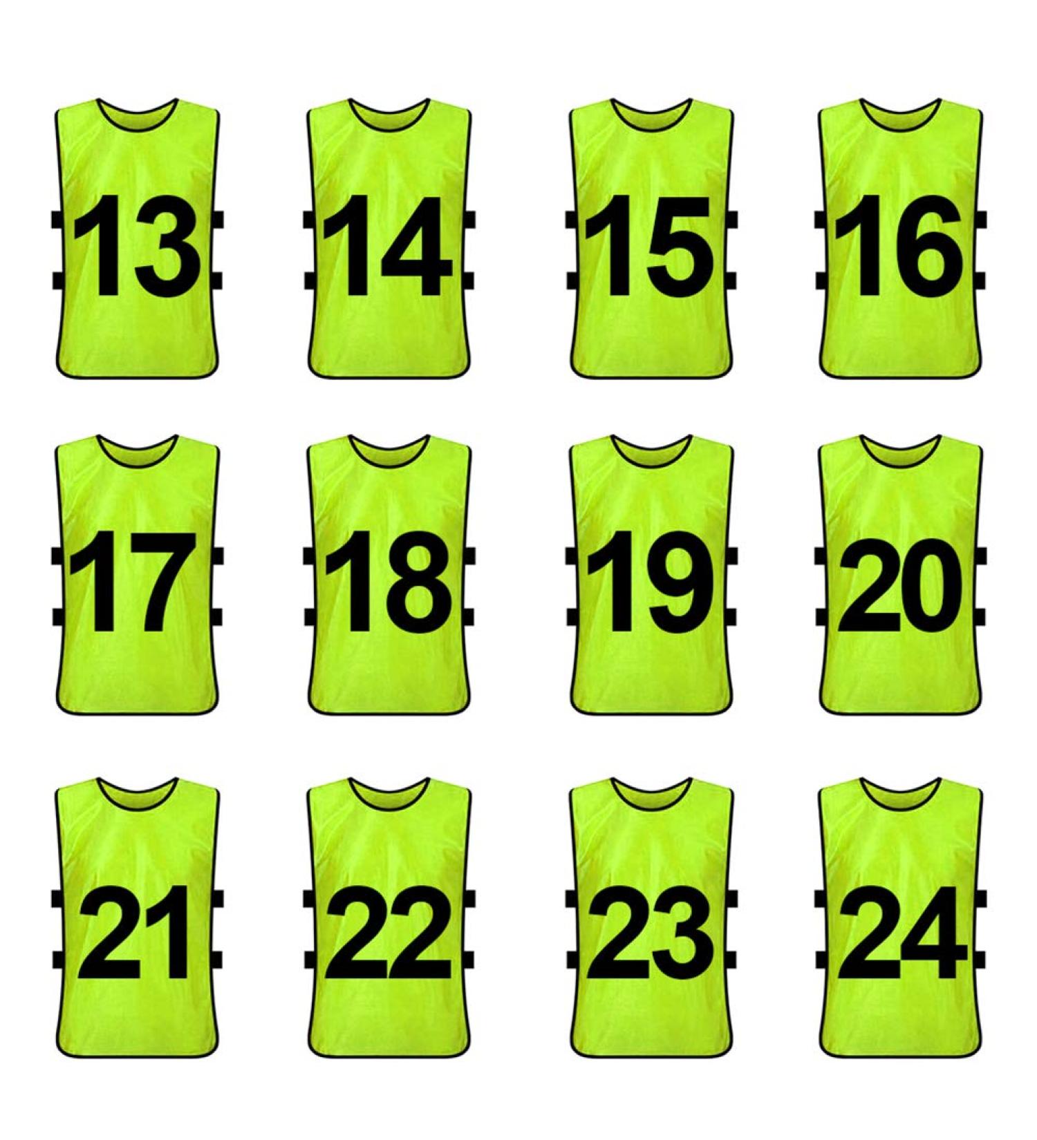 TOPTIE Numbered Training Vests Set (#13-24) - Pack of 12 Soccer Pinnies - Buy Online on GoSupps.com