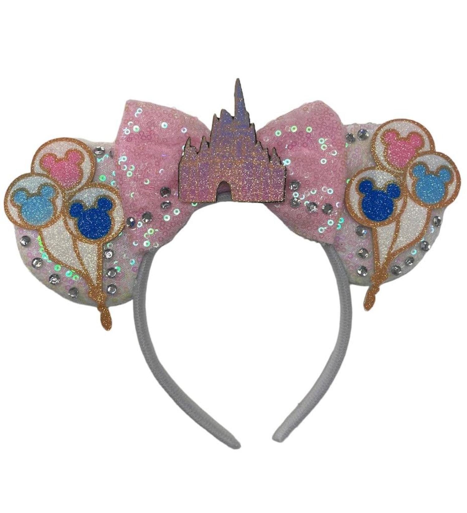 Iconic Disney Castle Display Mouse Inspired White Alice Headband With Big 5" Sequin Top Bow Handmade - Buy Online on GoSupps.com