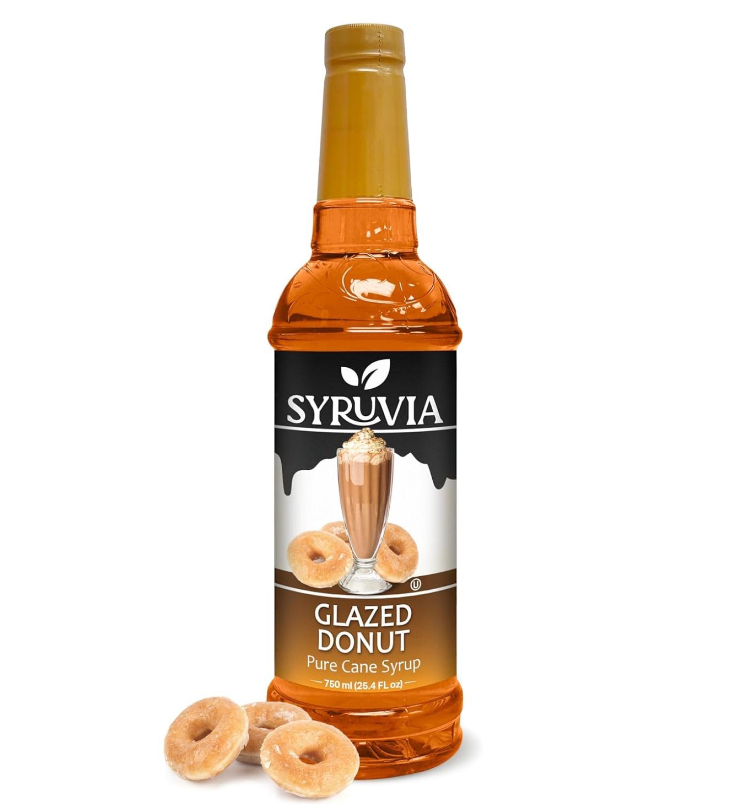 Syruvia Glazed Donut Coffee Syrup - 25.4 fl oz Premium Coffee Flavoring Syrup - Kosher Coffee Syrups Gluten Free No Coloring Perfect for Drinks Soda Shakes Desserts and More. - Buy Online on GoSupps.com