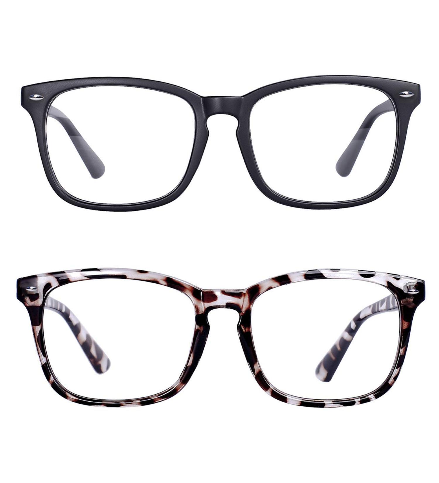 WISTON Blue Light Blocking Glasses 2 Pack - Anti Eyestrain & UV Glare - Matt Black+Leopard - Buy Online on GoSupps.com