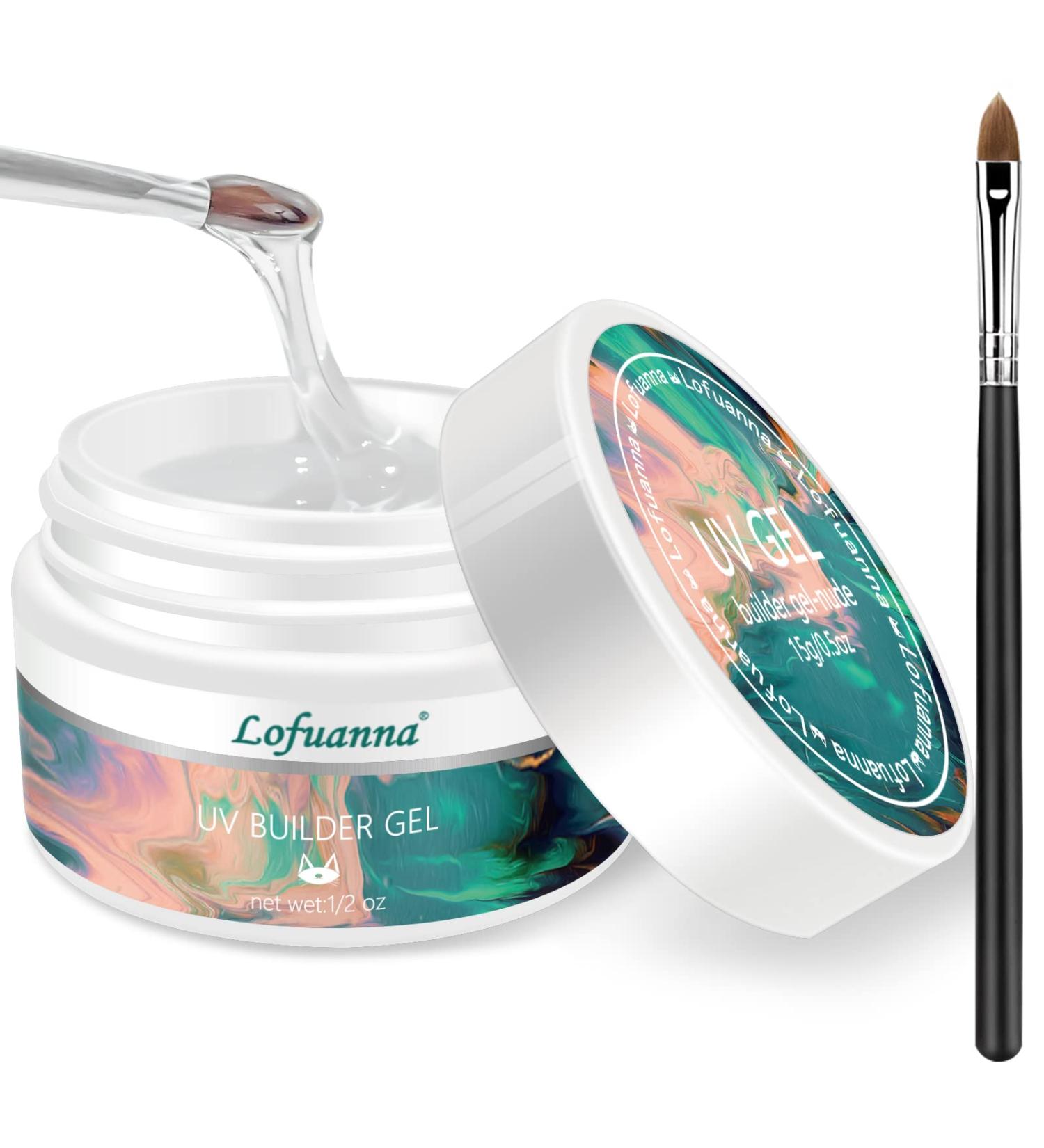 Lofuanna 15g Clear Builder Nail Gel - Nail Leveling Gel with Acrylic Brush for Nail Strengthening and Manicure Set - Self-Leveling Nail Repair and Extension Gel (0.5oz) - Buy Online on GoSupps.com