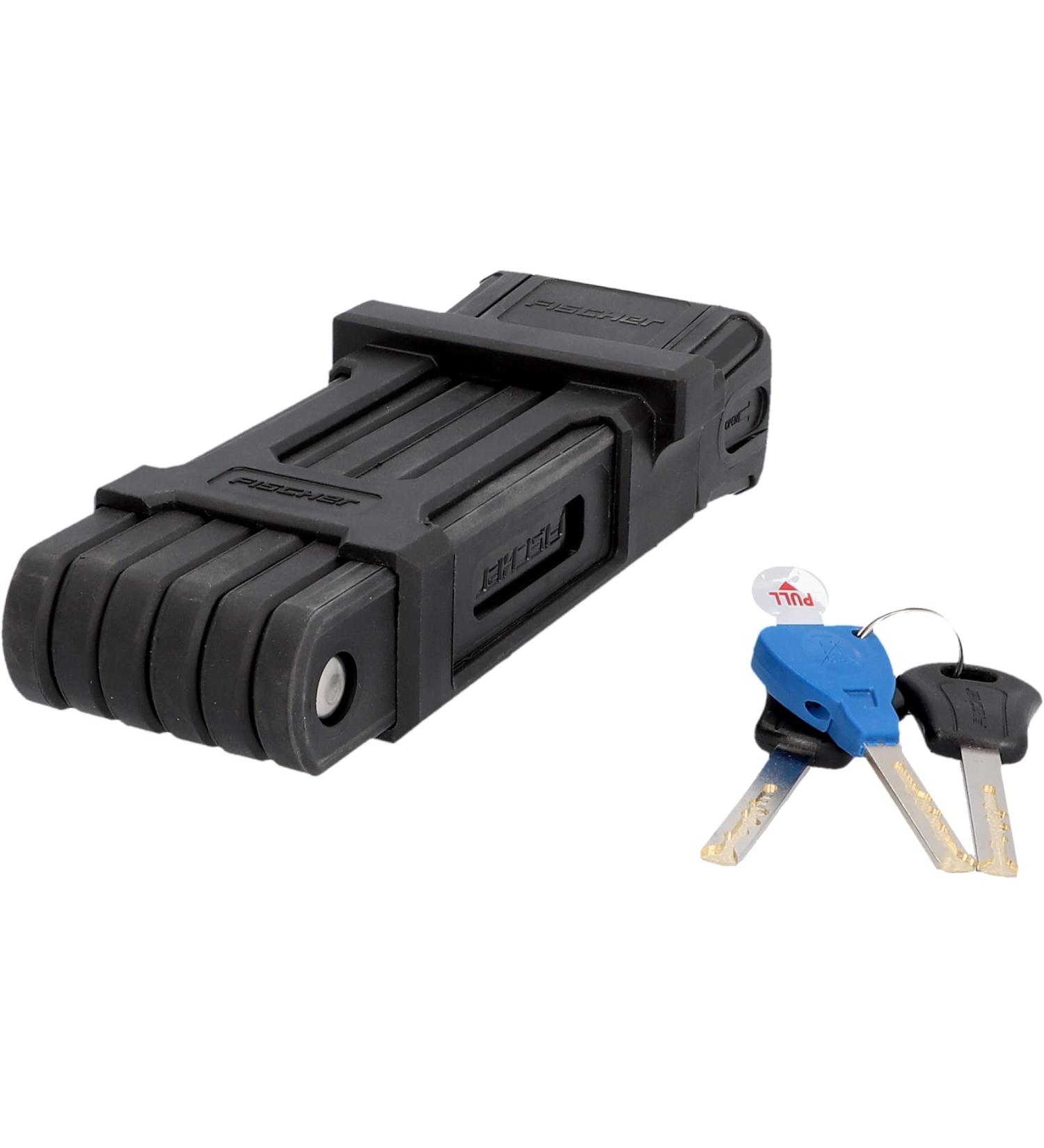 FISCHER PROTEC PLUS Folding Lock 85 cm - 3 Keys Dust Cap Soft Material - Black | International Shipping Available - Buy Online on GoSupps.com