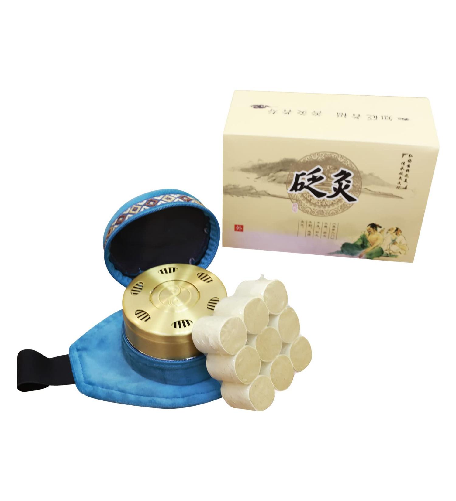 Portable Moxibustion Set - Fleece Filter Bag with 9 Moxa Sticks & Adjustable Velcro Pocket for Pain Relief | Ideal for Neck & Knee Relief - Buy Online on GoSupps.com