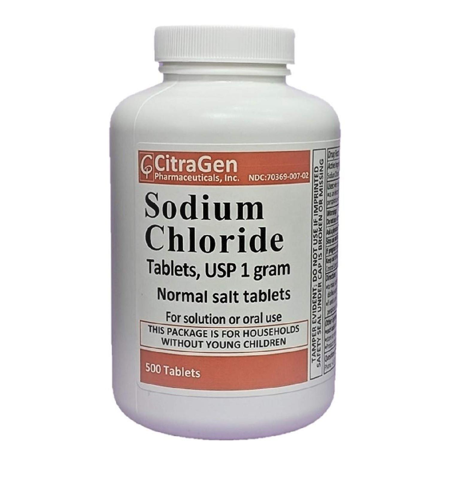 Sodium Chloride Tablets 1 gm USP - 500 Tablets by CitraGen Pharmaceuticals Inc. | Unflavored | Pack of 1 - Buy Online on GoSupps.com