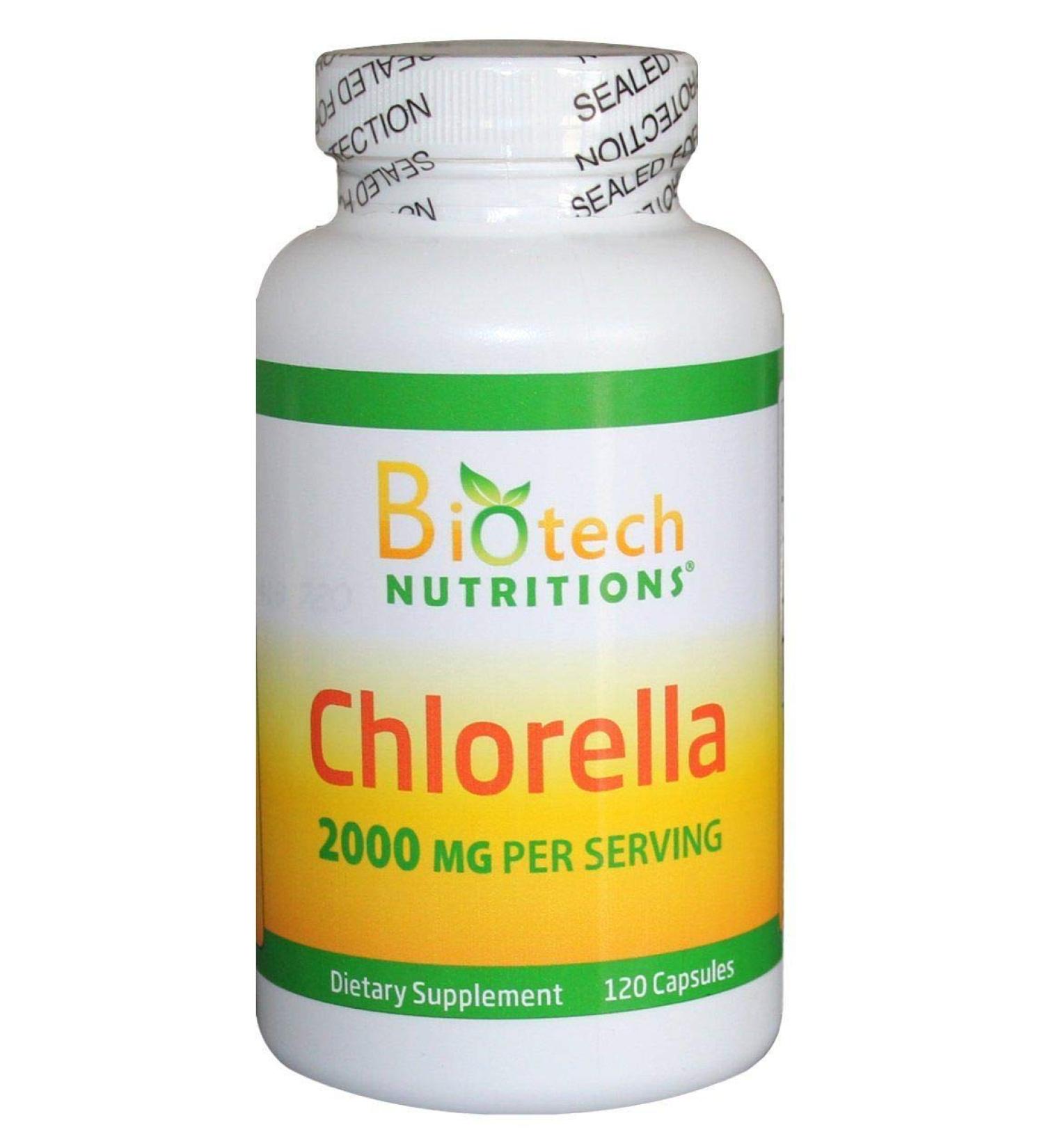 Biotech Nutritions Chlorella 2000mg Vegetable Capsules 120 Count