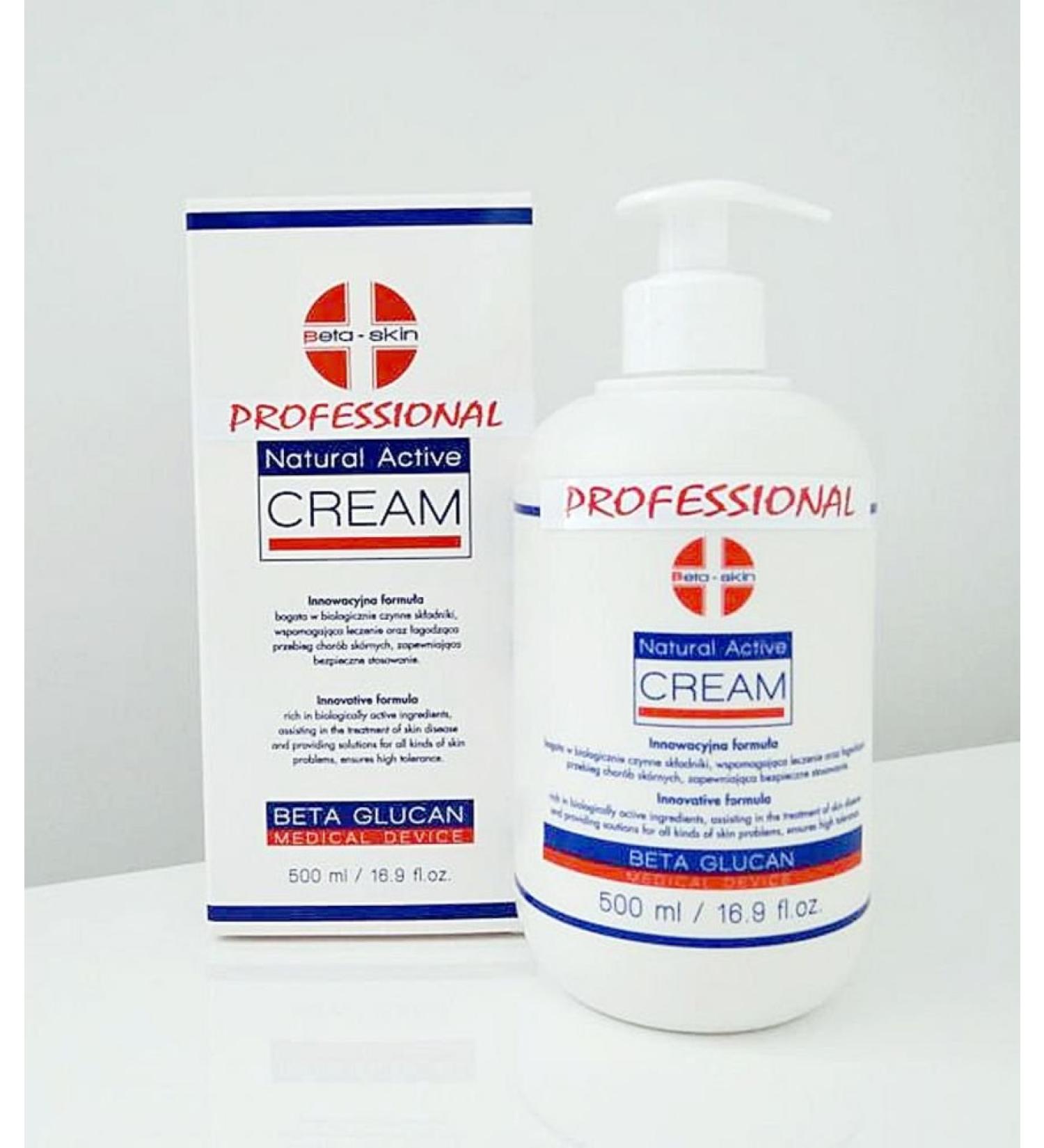 Beta-Skin Natural Active Cream Professional Beta-Glucan Colloidal Silver 500ml