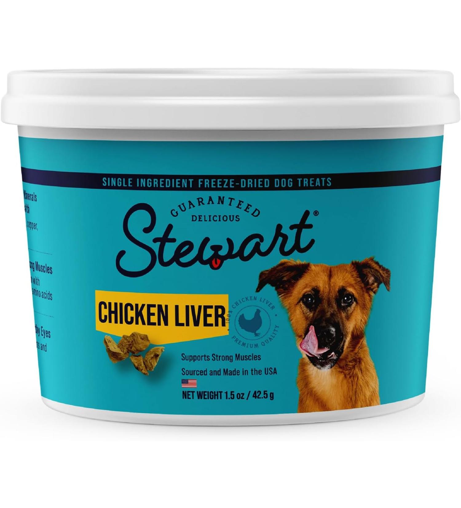 Stewart Freeze Dried Dog Treats - USA Made, Grain Free, Single Ingredient, Resealable Tub - Buy Online on GoSupps.com