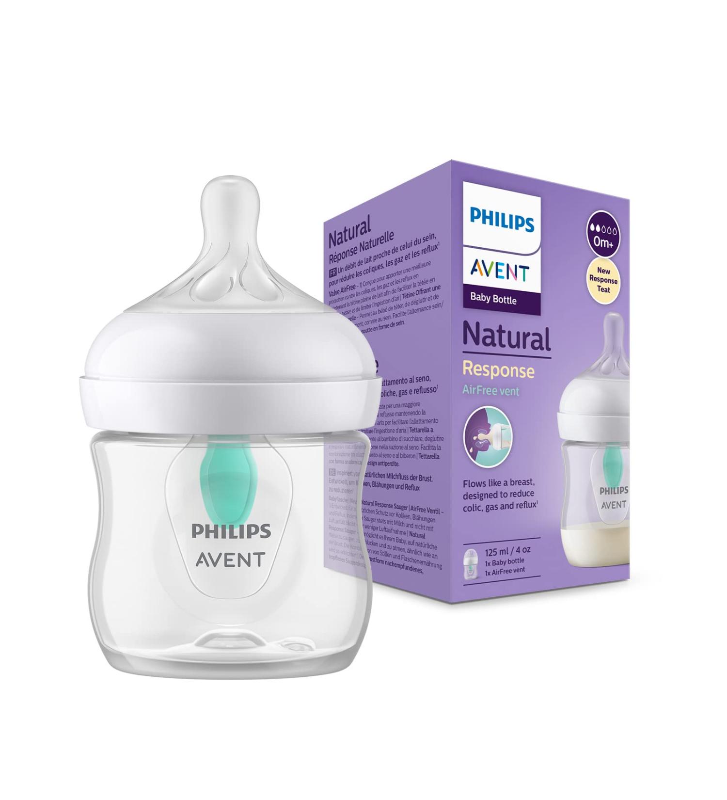 Philips Avent Natural Response Baby Bottle 125 ml with AirFree Valve BPA-free for babies 0 months + (model SCY670/0 - Buy Online on GoSupps.com