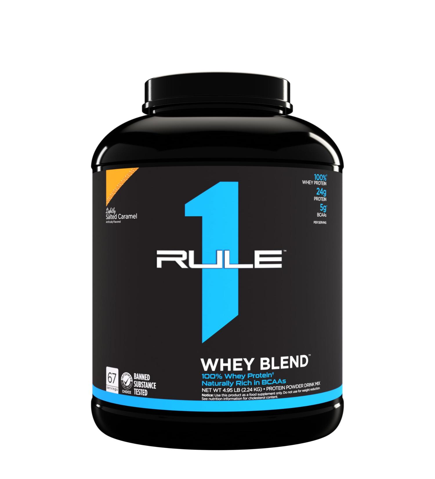 Rule 1 Whey Blend | 100% Whey Protein From Whey Concentrates Isolates & Hydrolysates | 24 Grams Protein 5 Grams BCAAs & 4 Grams Glutamine Per Serving (5LB Lightly Salted Caramel) Lightly Salted Caramel 5LB - Buy Online on GoSupps.com