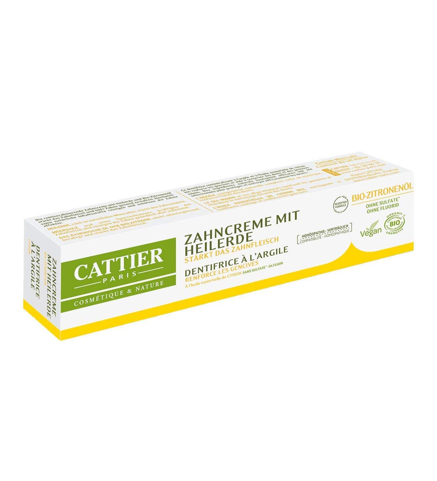 Cattier Healing Clay Toothpaste with Lemon - 75 ml | Natural Dental Care for Fresh Breath - Eco-Friendly & Vegan - Buy Online on GoSupps.com